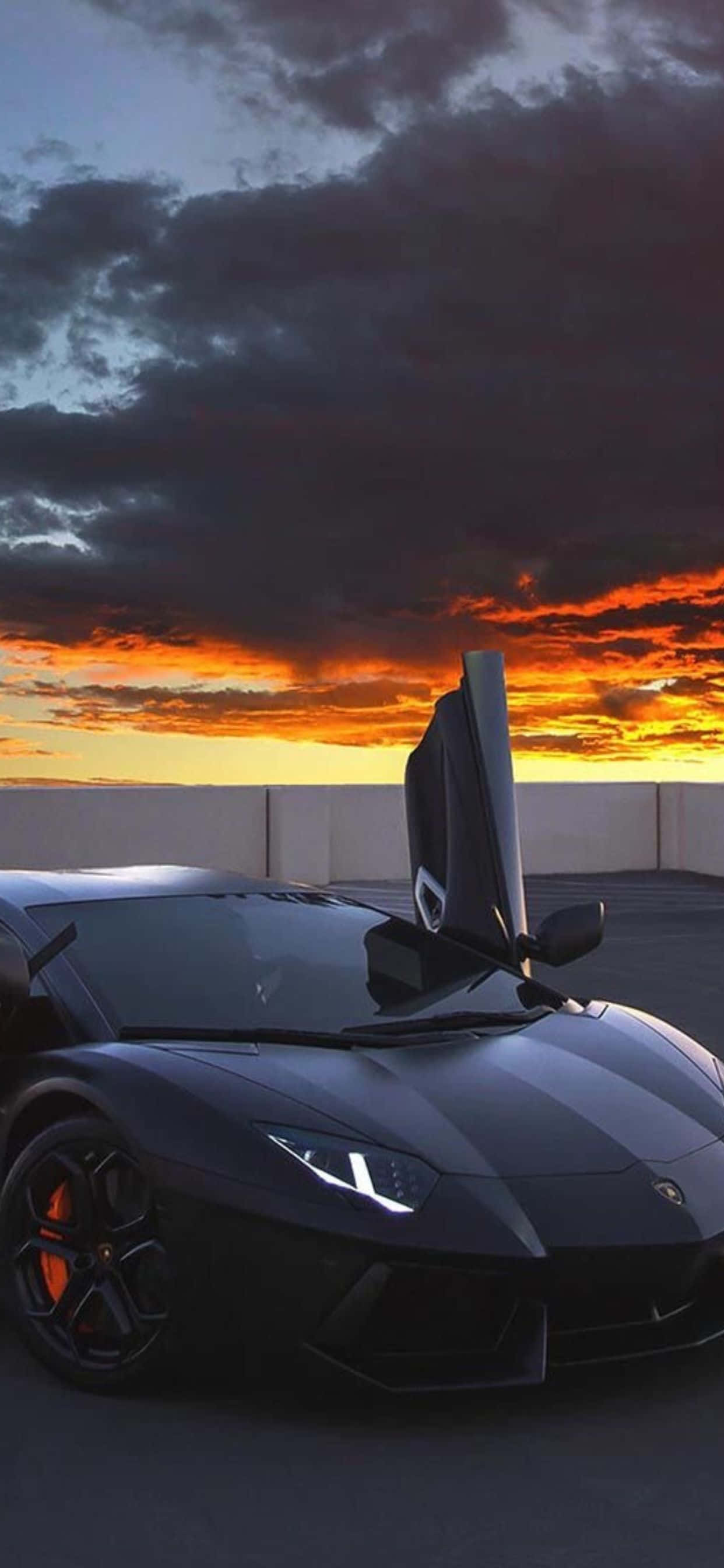 iPhone XS Max Mandhari ya Lamborghini Black Aventador Picha ya Ukuta