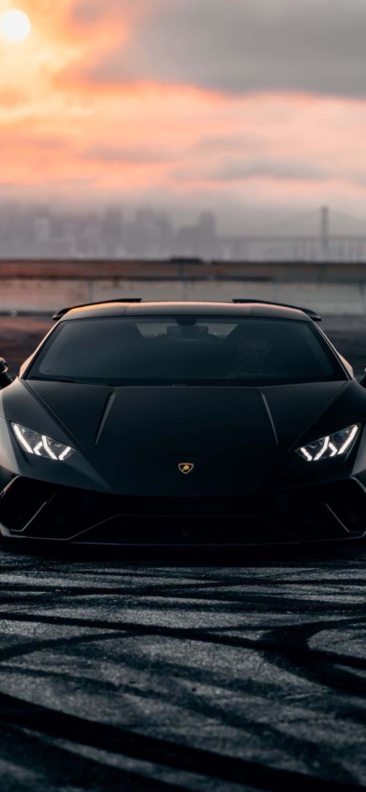 iPhone XS Max Lamborghini Black Huracan Background Picha ya Ukuta