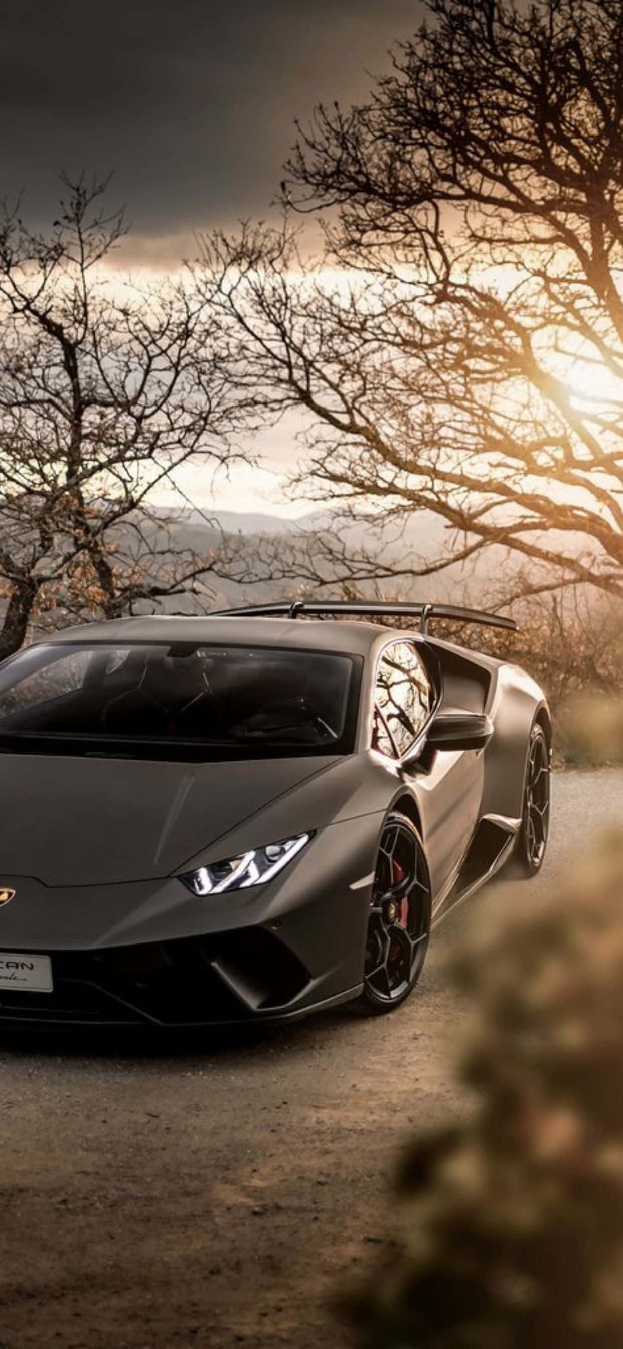 iPhone XS Max Mandhari ya Lamborghini Gray Huracan Picha ya Ukuta