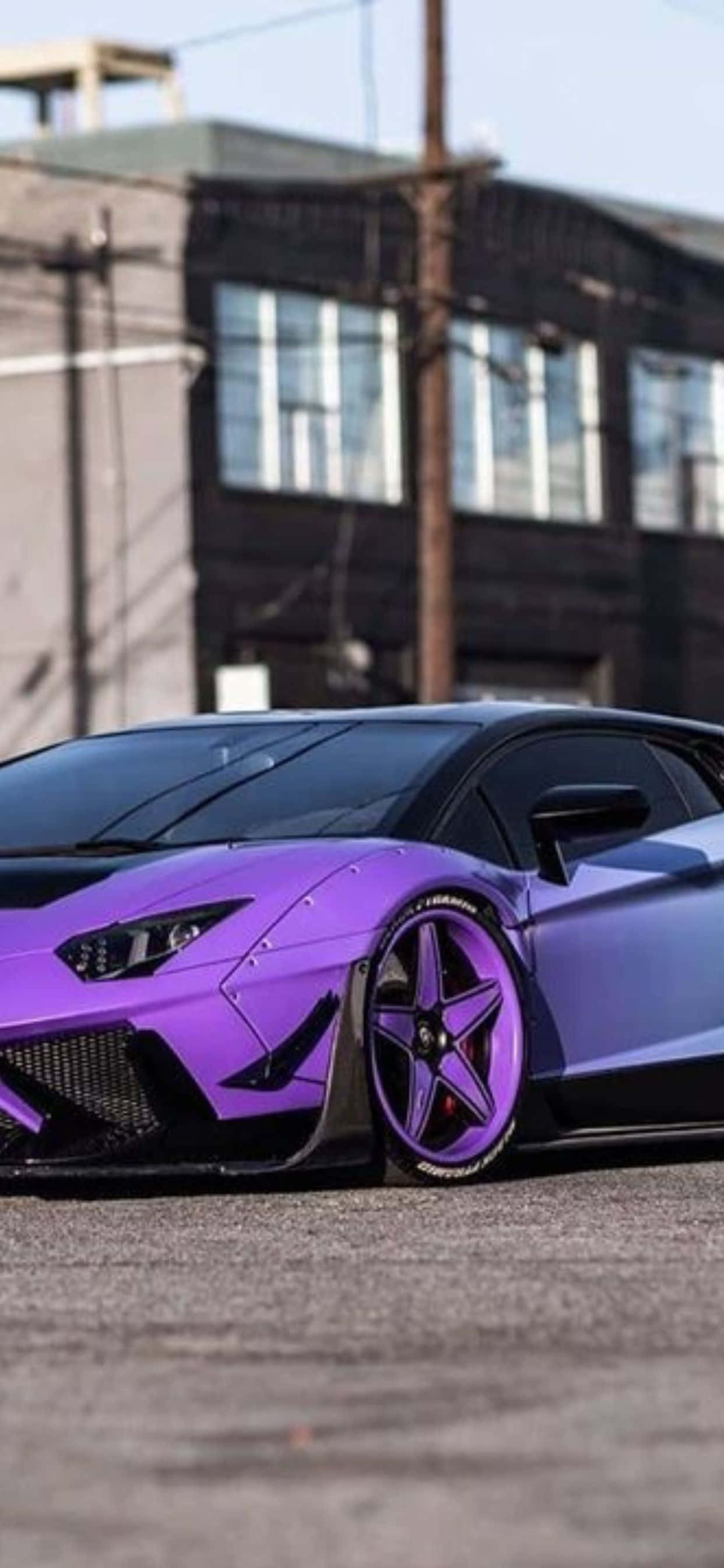 Lamborghini ya Rangi ya Upepo na Nyeusi kwa iPhone XS Max Picha ya Ukuta