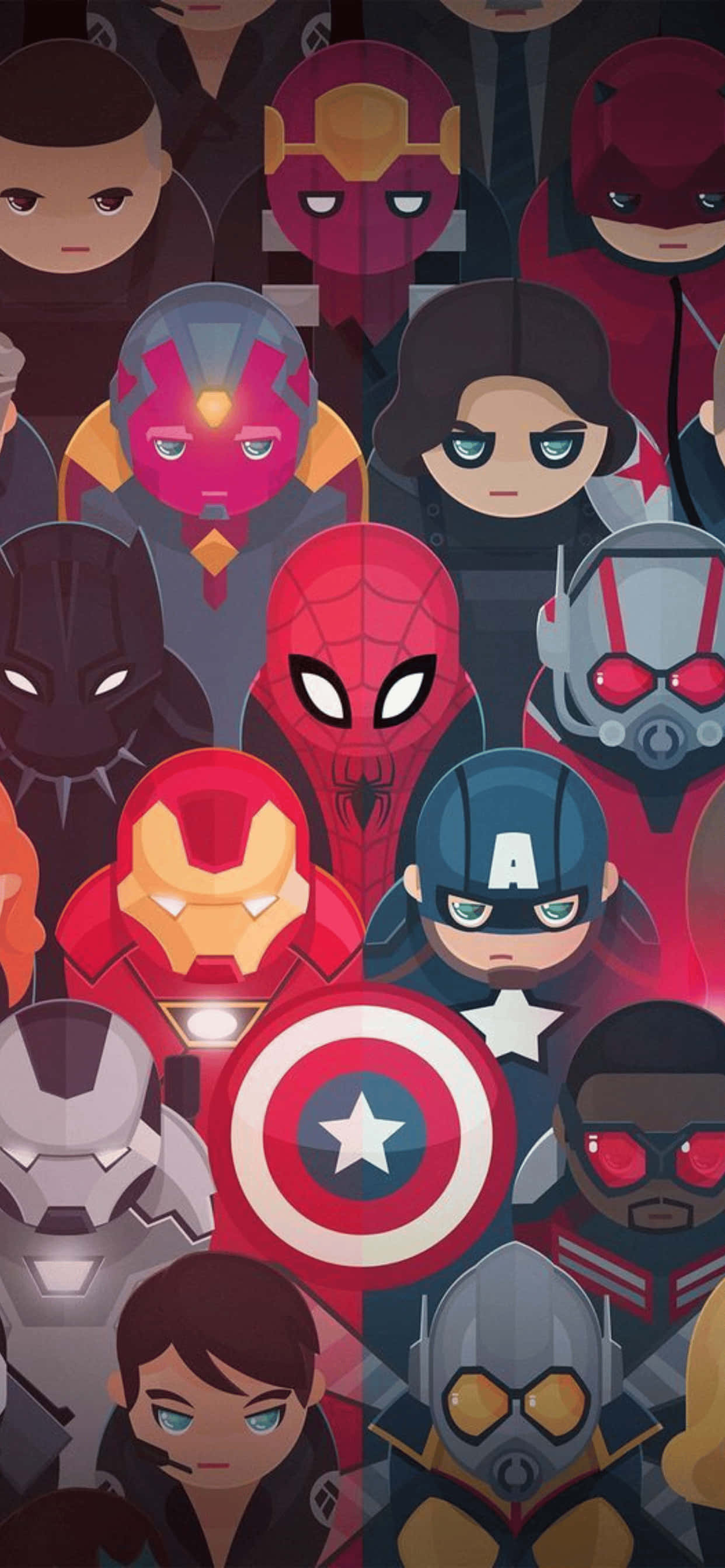 iPhone XS Max Marvel Chibi Superheroes Background Picha ya Ukuta