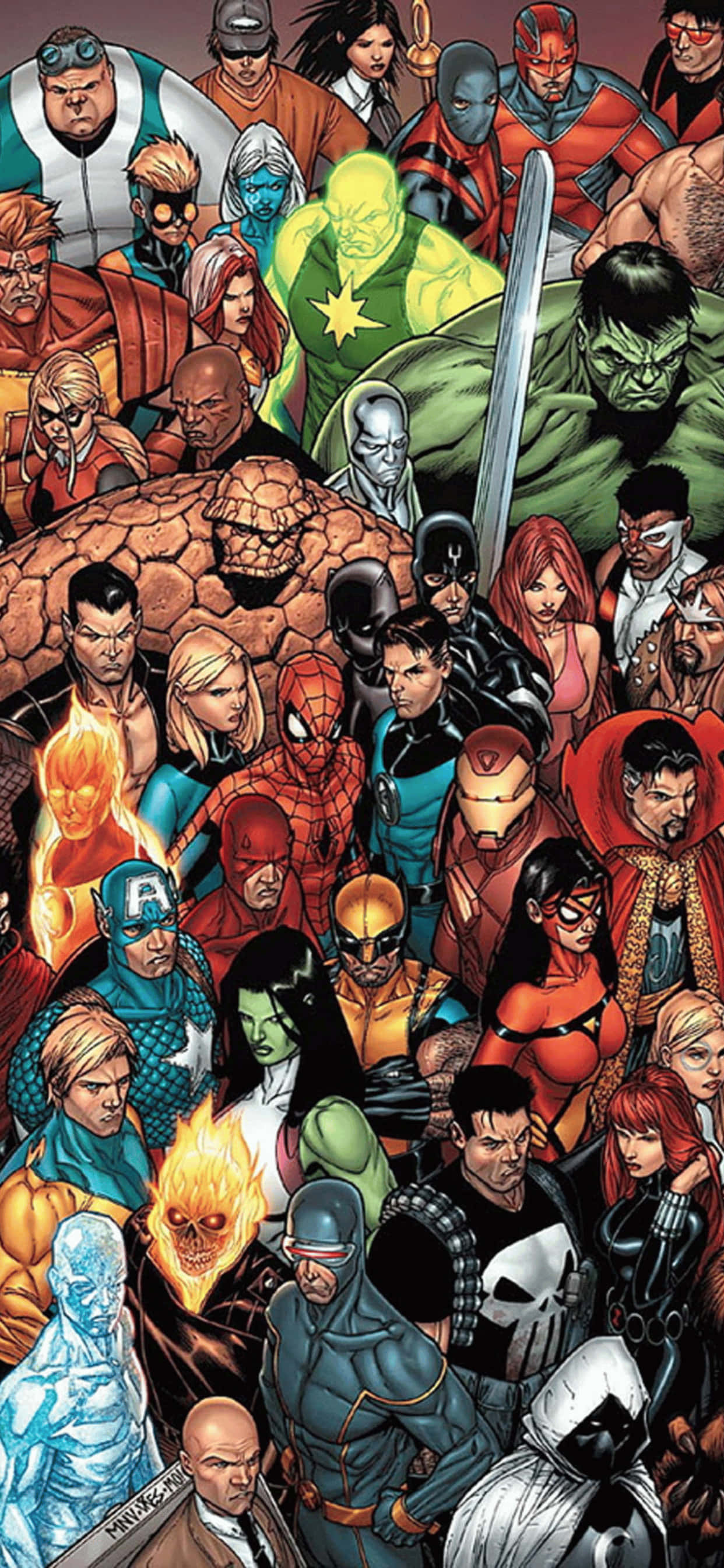 iPhone XS Max Marvel All Superheroes Background Picha ya Ukuta