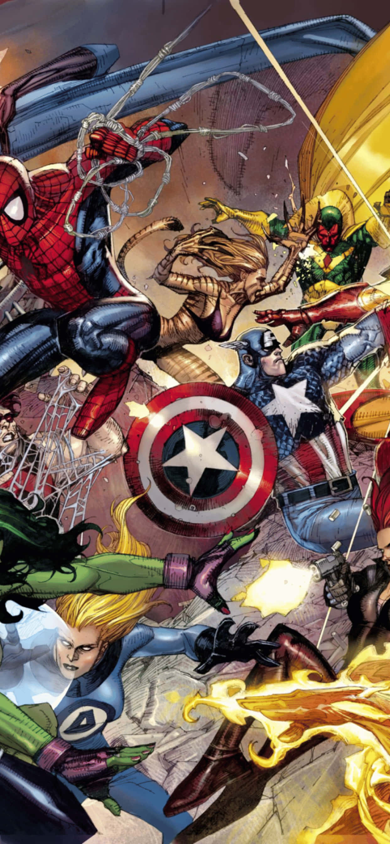 iPhone XS Max Marvel Classic Comic Background Picha ya Ukuta