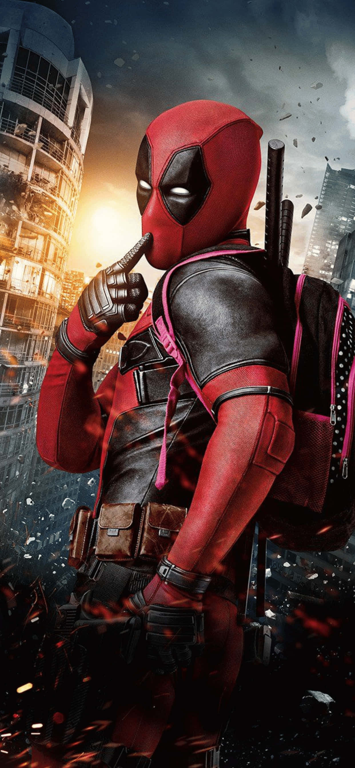 iPhone XS Max Marvel Deadpool Posing Nyuma Picha ya Ukuta
