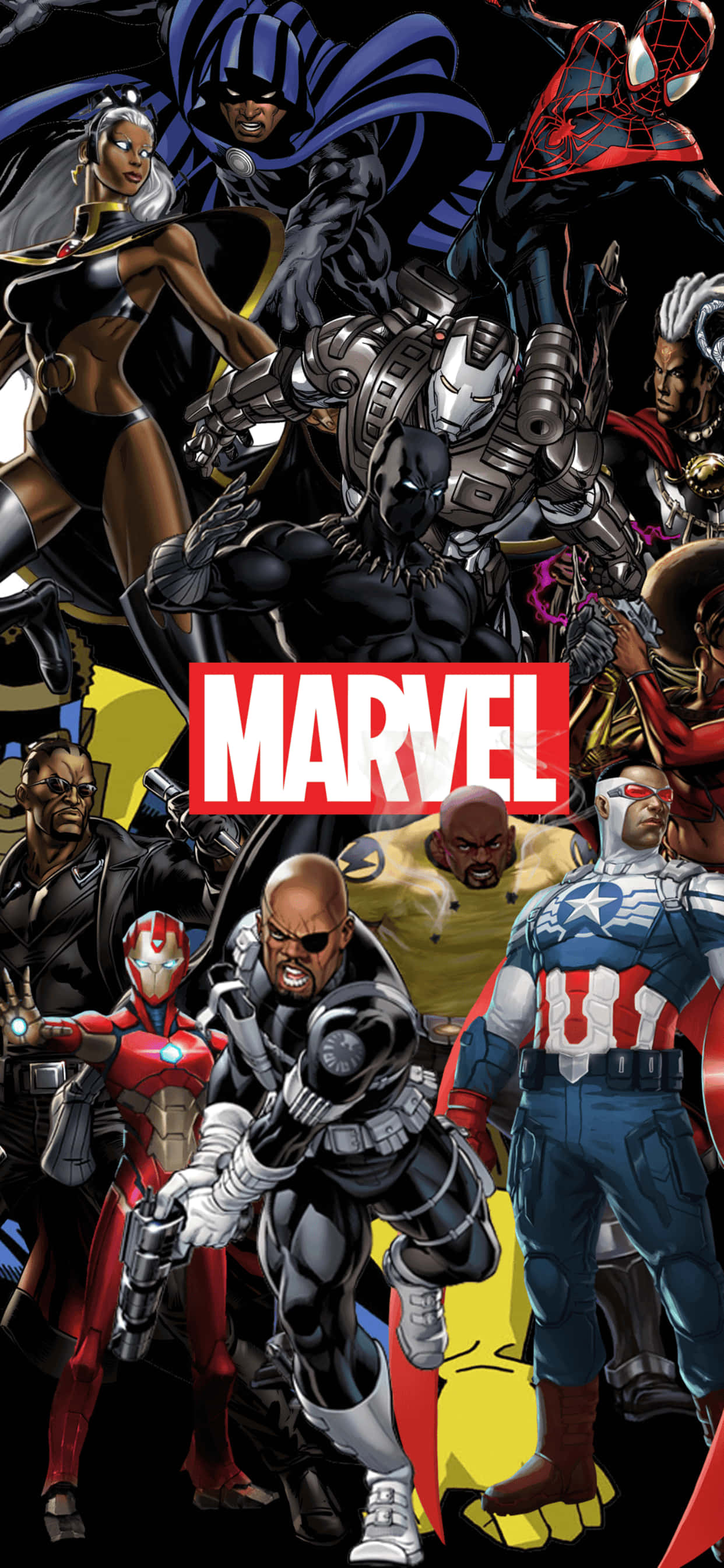 iPhone XS Max Marvel New Heroes Background Picha ya Ukuta