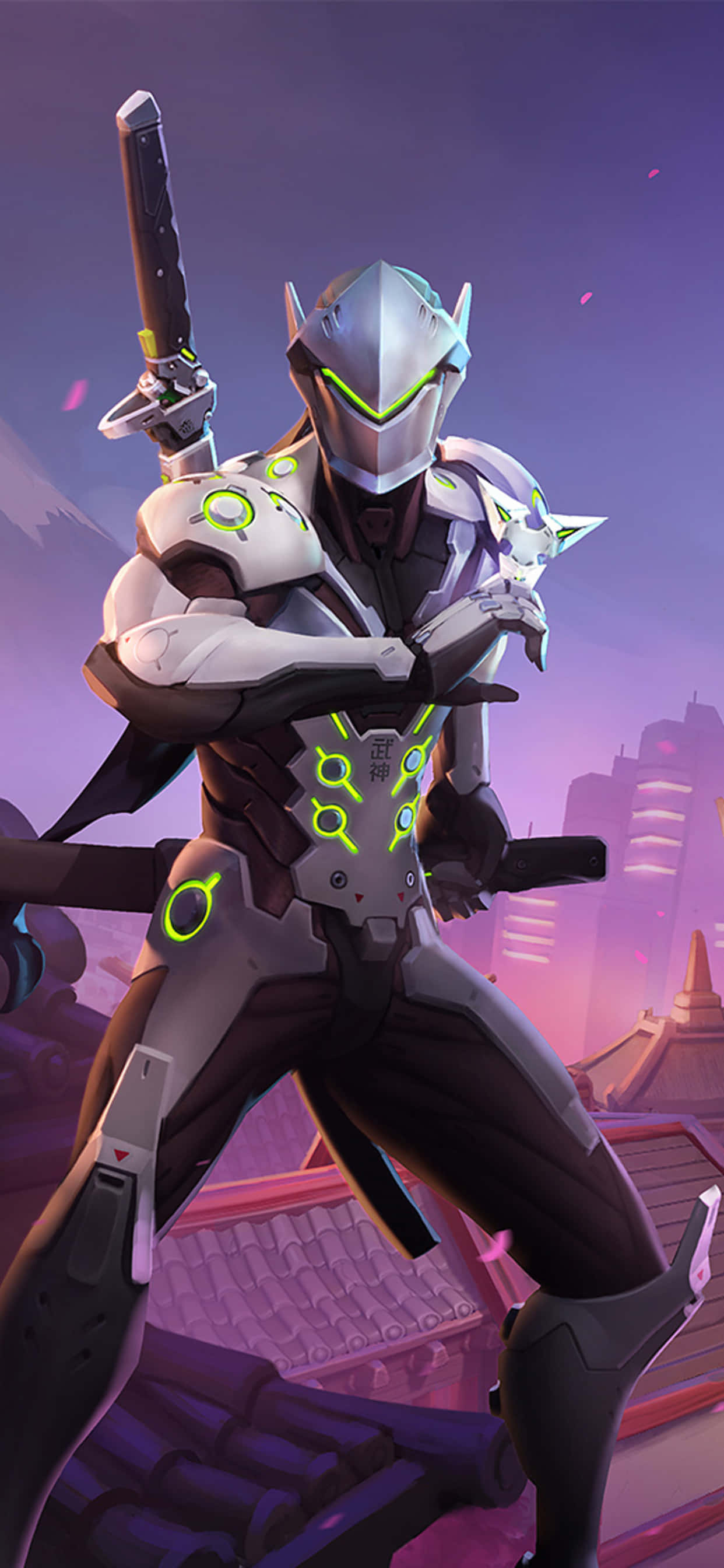 iPhone Xs Max Overwatch Latar Genji Suti Safu Picha ya Ukuta