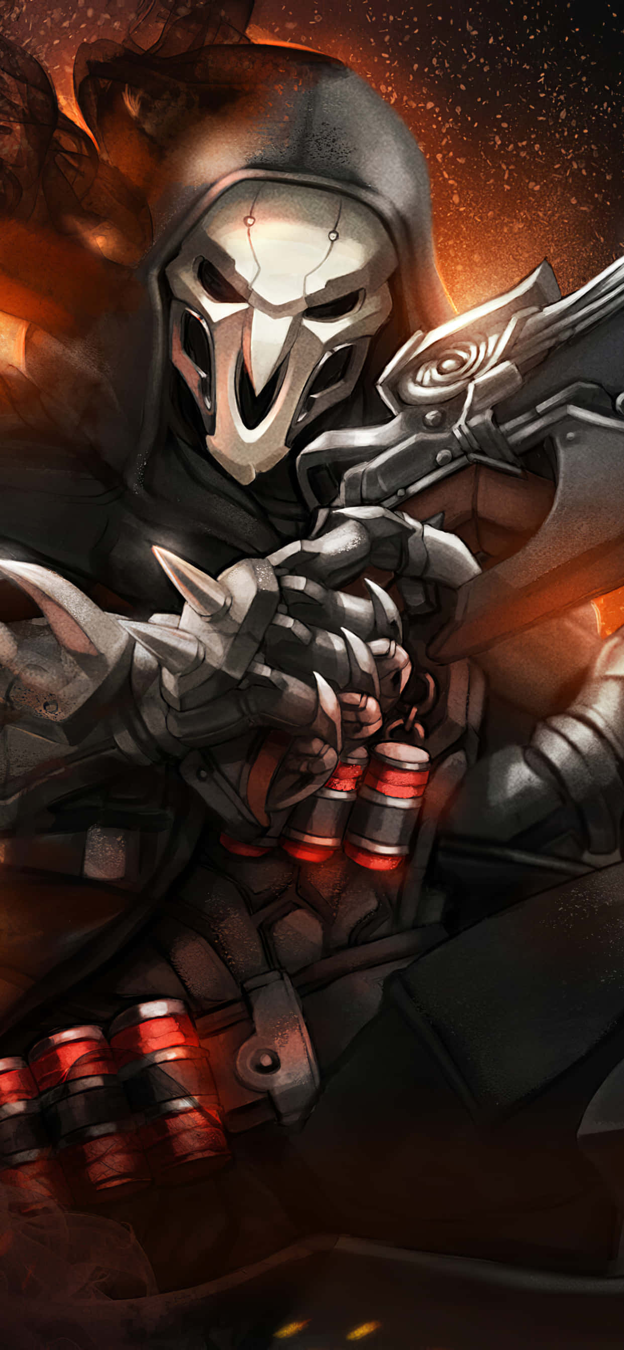 iPhone Xs Max Overwatch Background Reaper Na Bunduki Zake Picha ya Ukuta