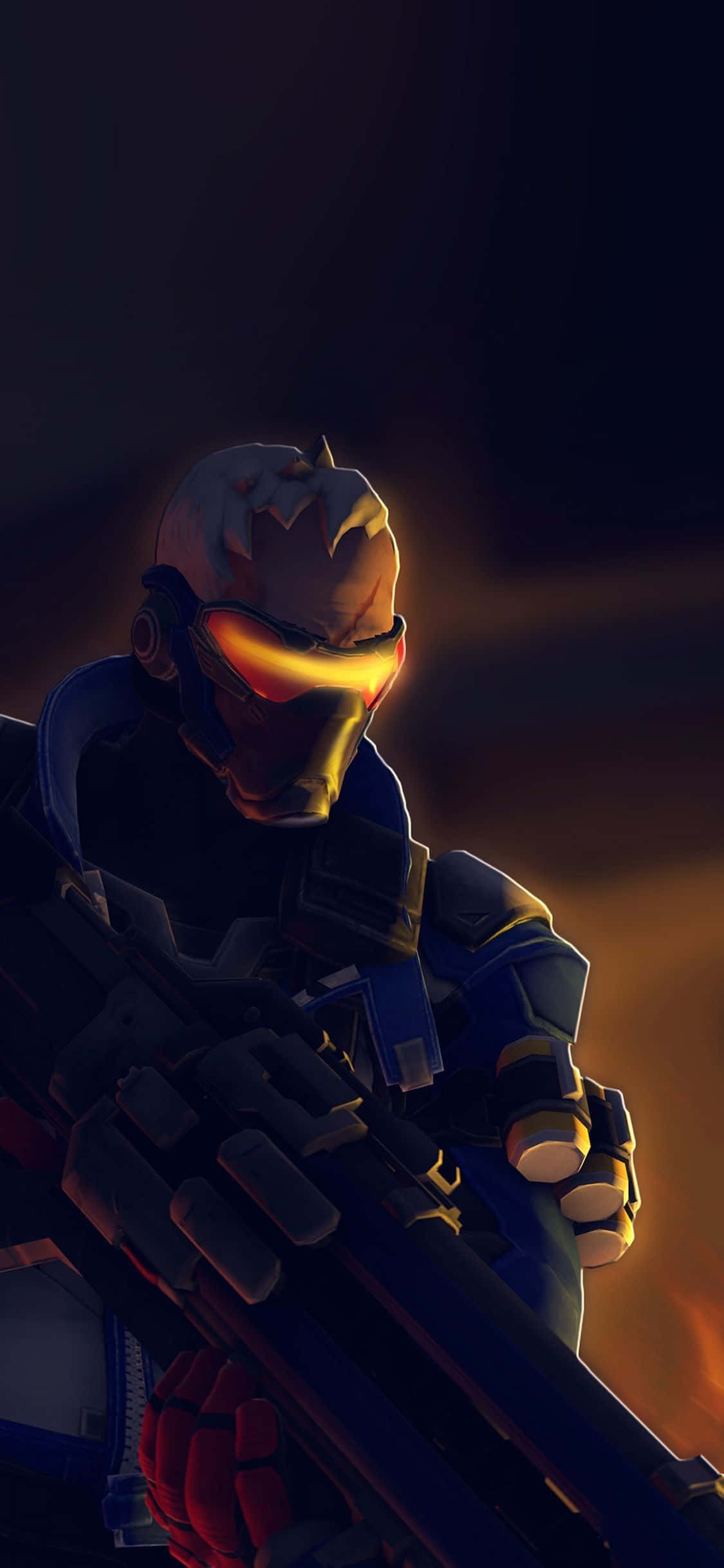 iPhone Xs Max Overwatch Background Soldier 76 Yellow Mask Picha ya Ukuta