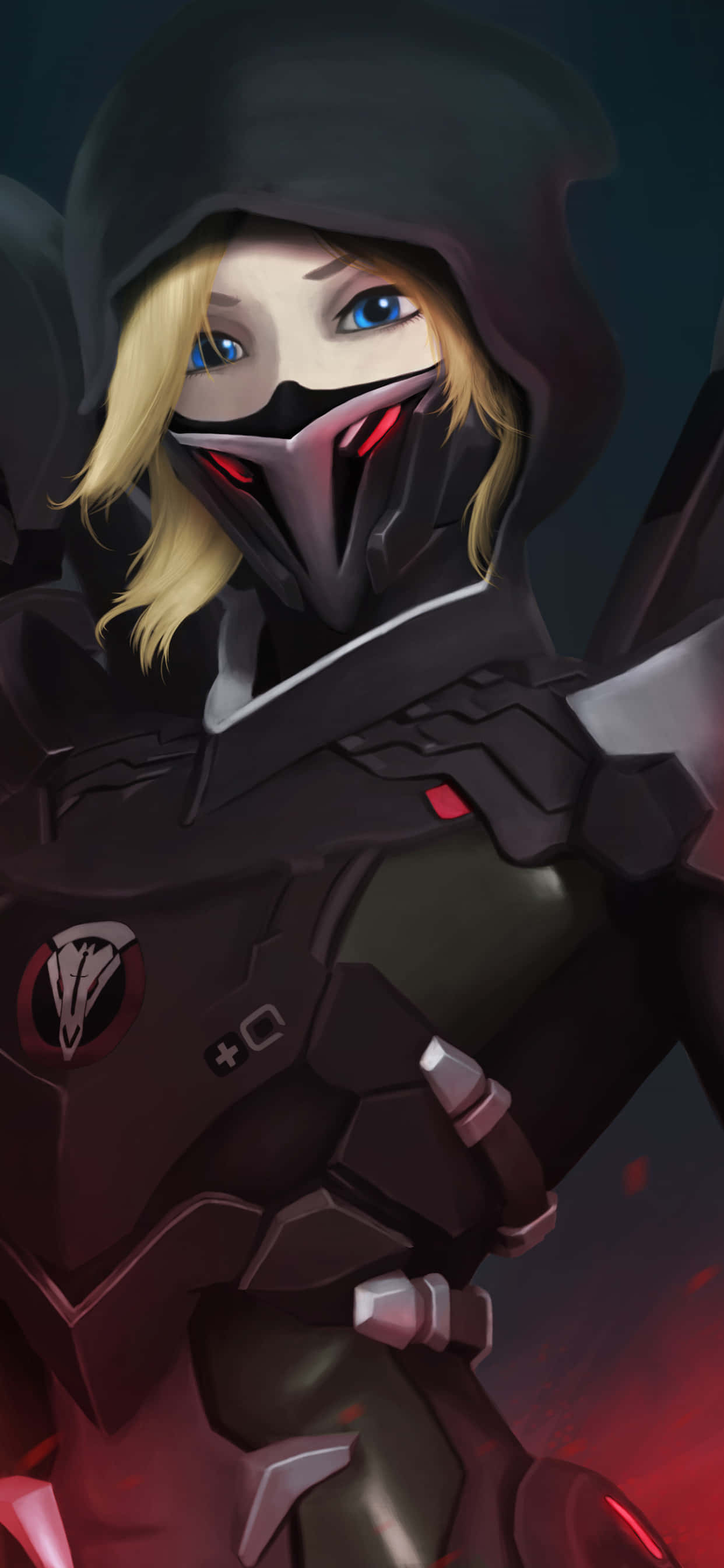 iPhone Xs Max Overwatch Mandhari Mercy Hudu Nyeusi Picha ya Ukuta