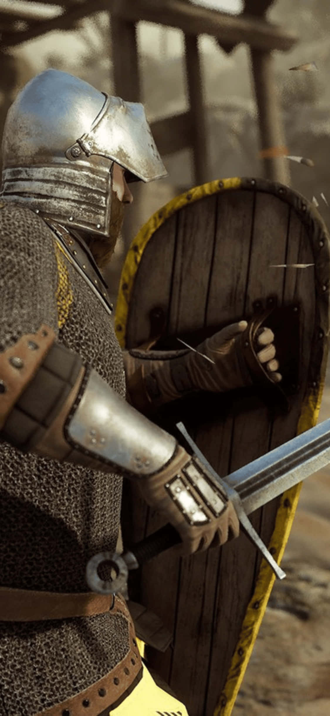 iPhone Xs Mordhau na Sword na Shield Background Picha ya Ukuta