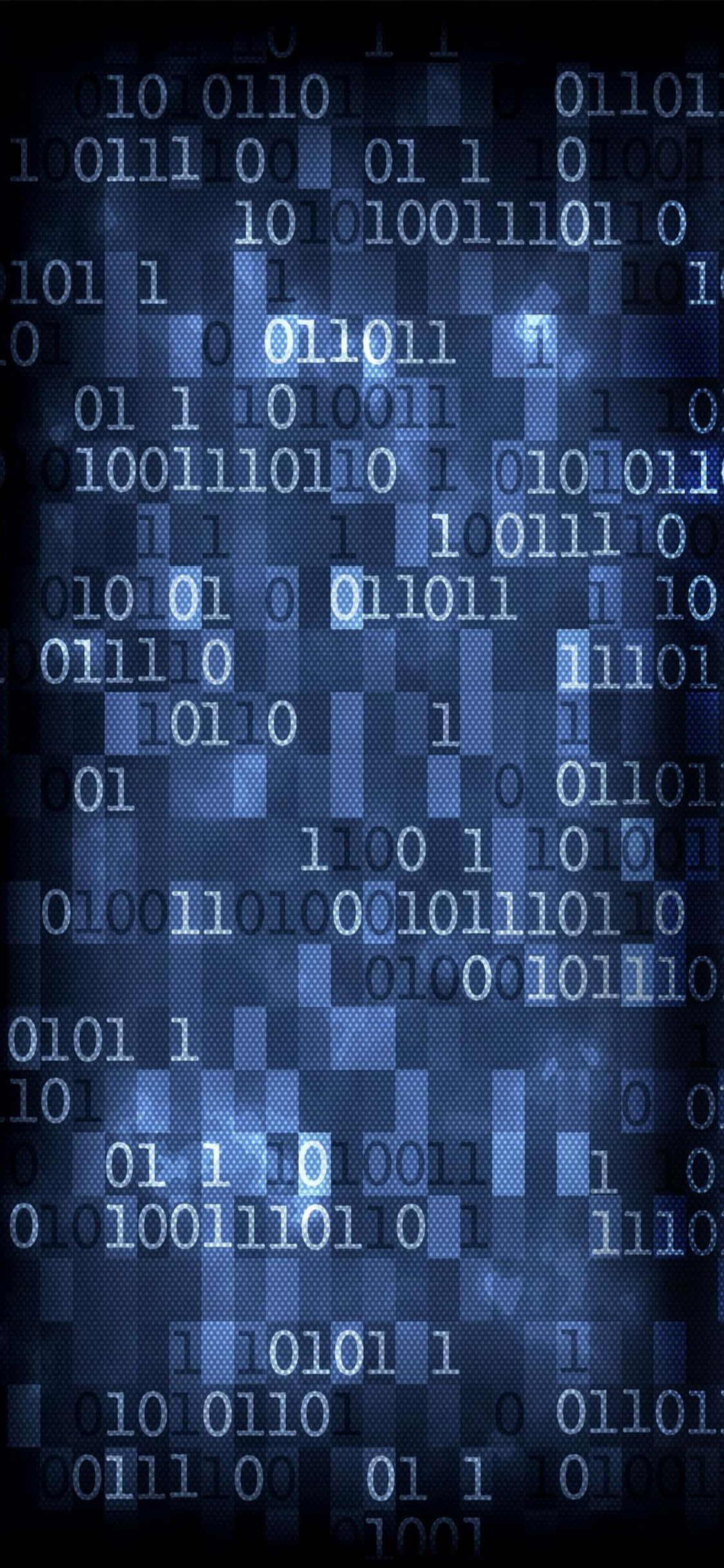 iPhone Xs Programming Background Blue Binary Code Picha ya Ukuta
