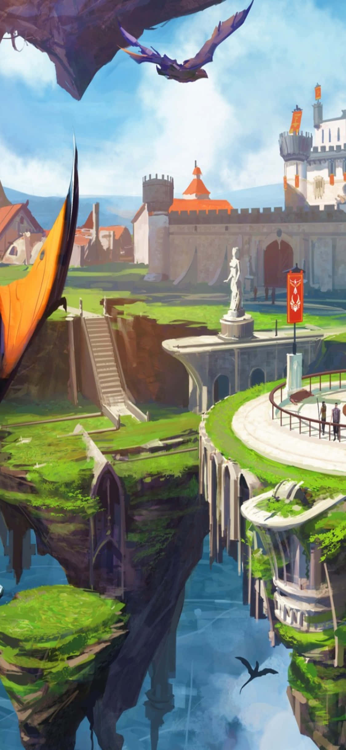 iPhone Xs Runescape Background Fanart Painting Castle Na Dragons Picha ya Ukuta