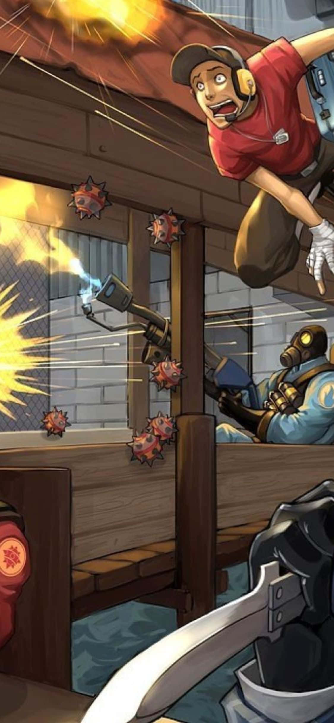 iPhone XS Team Fortress 2 Comic Art Style Background Picha ya Ukuta