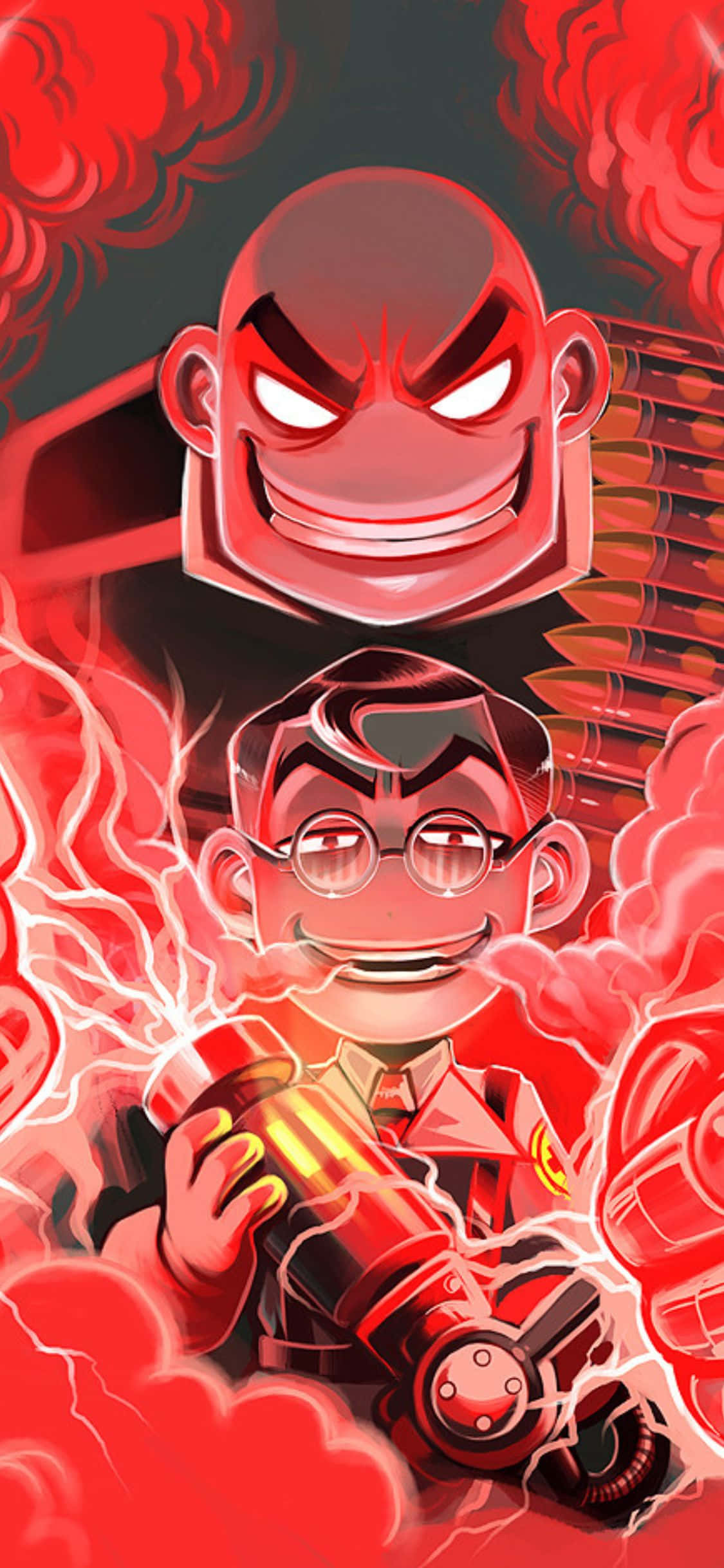 iPhone XS Team Fortress 2 Animated Heavy And Medic Background Picha ya Ukuta