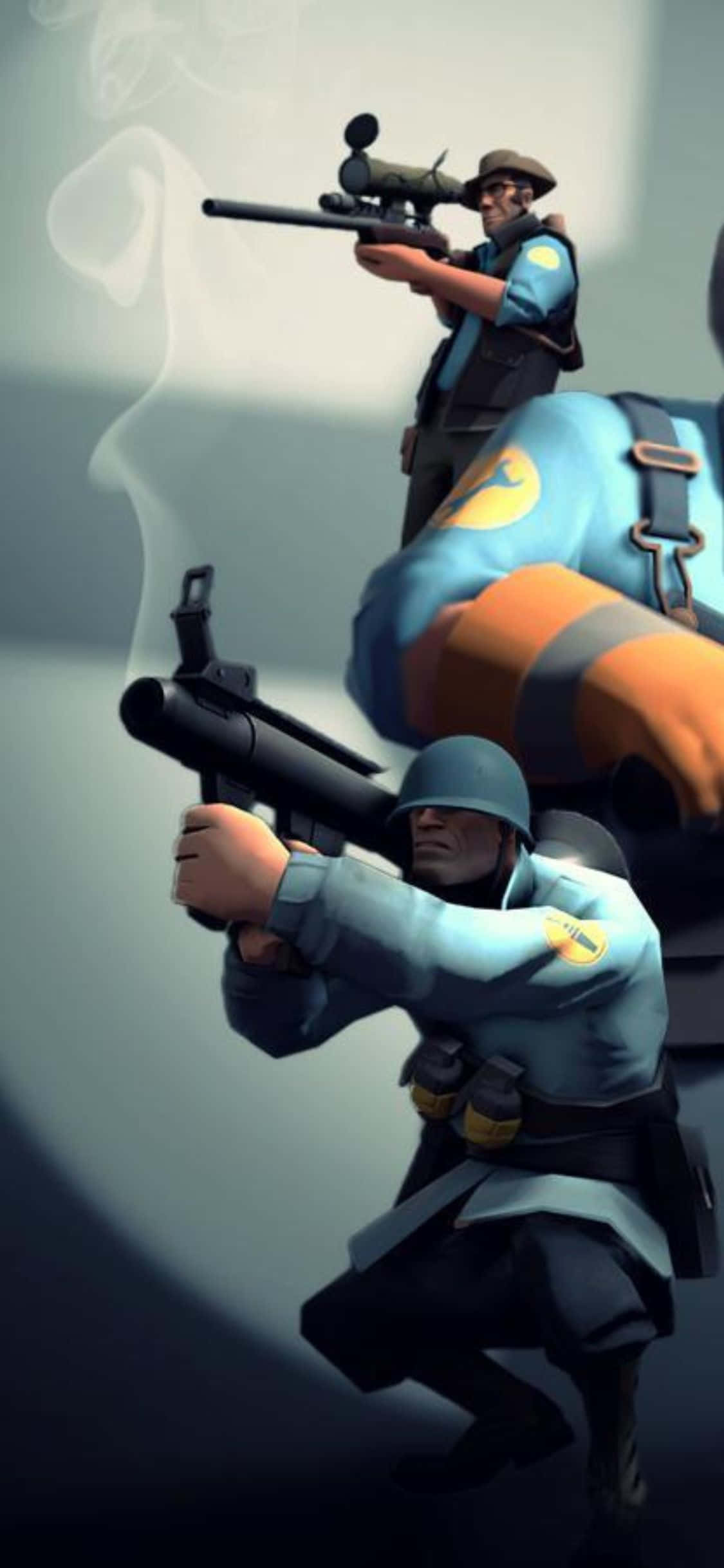 iPhone XS Team Fortress 2 Characters With Blue Uniforms Background Picha ya Ukuta