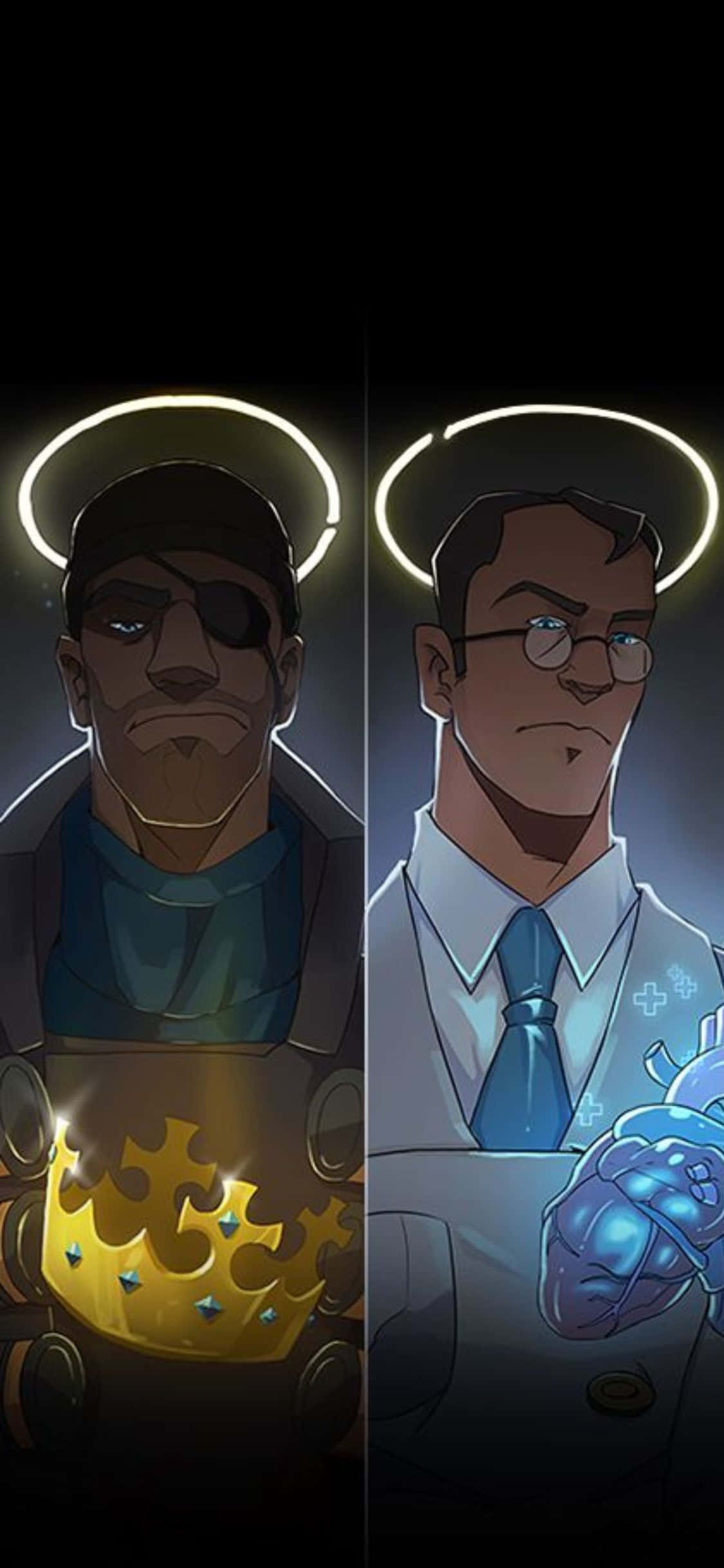 iPhone Xs Tf2 Background Demoman na Daktari na Halosi Picha ya Ukuta