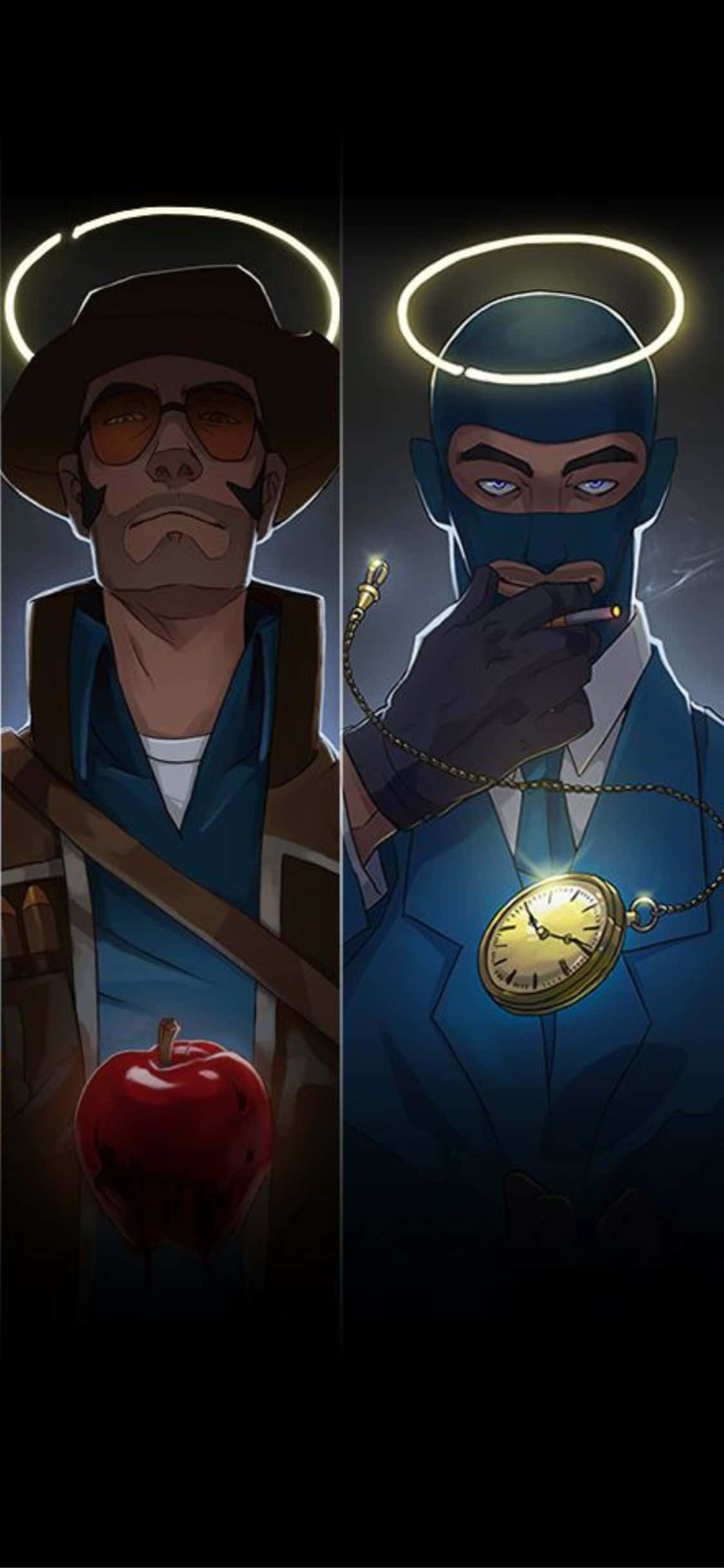 iPhone Xs Tf2 Sniper na Spy Wenye Halasi Picha ya Ukuta