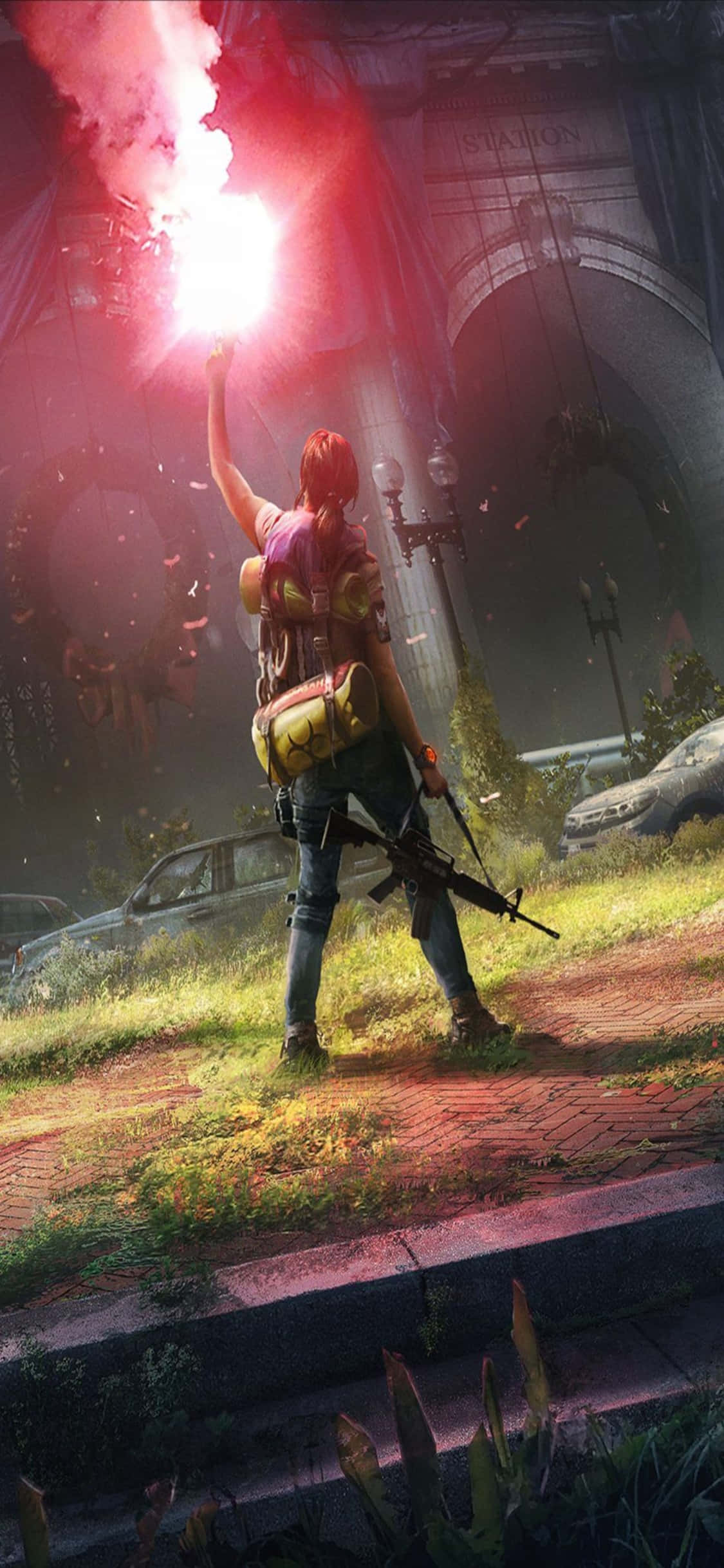 iPhone Xs The Division Background Mwanamke na Bunduki ya Mwangaza Picha ya Ukuta