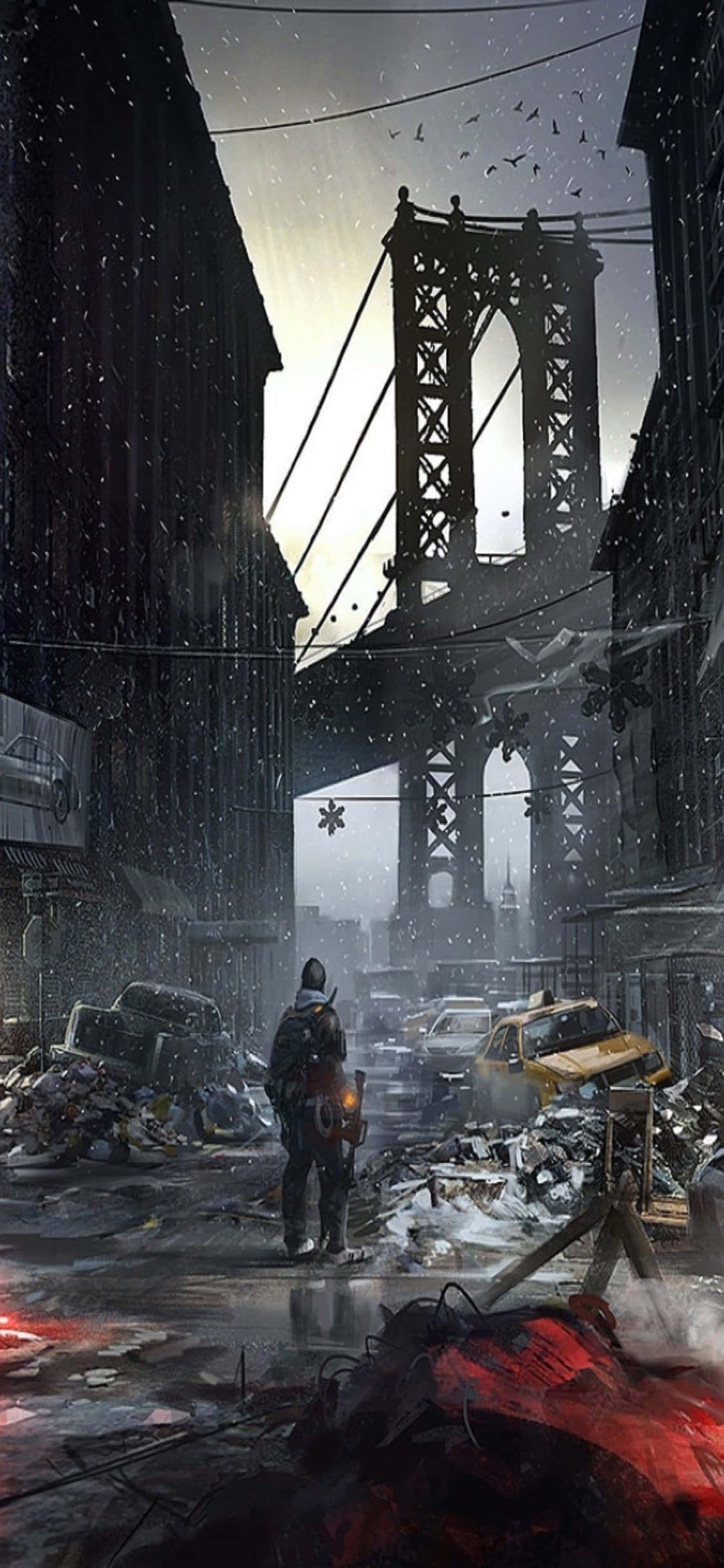 iPhone Xs The Division Mandharizi Mitaa Ya New York Iliyowaa Picha ya Ukuta