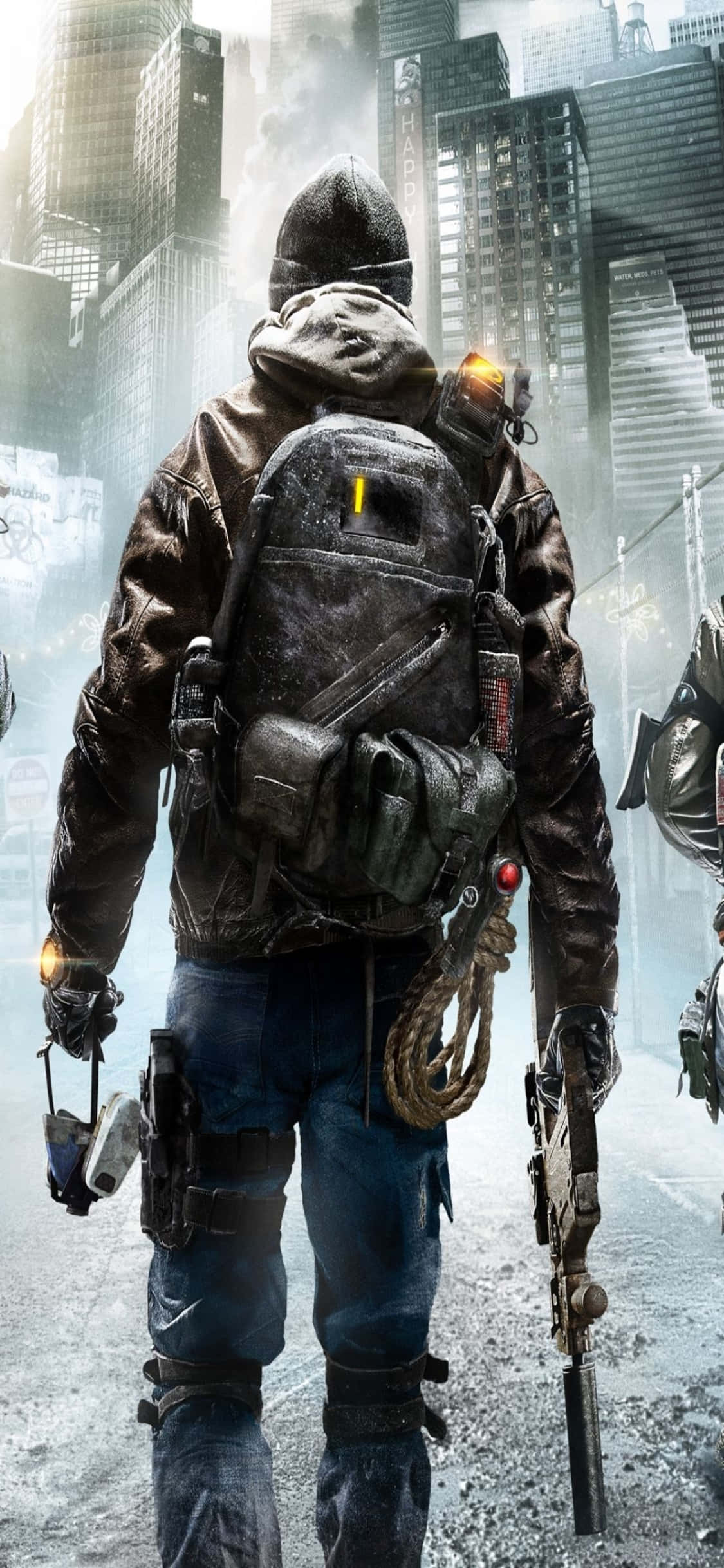 iPhone Xs The Division Background Man With A Backpack And Gun Picha ya Ukuta