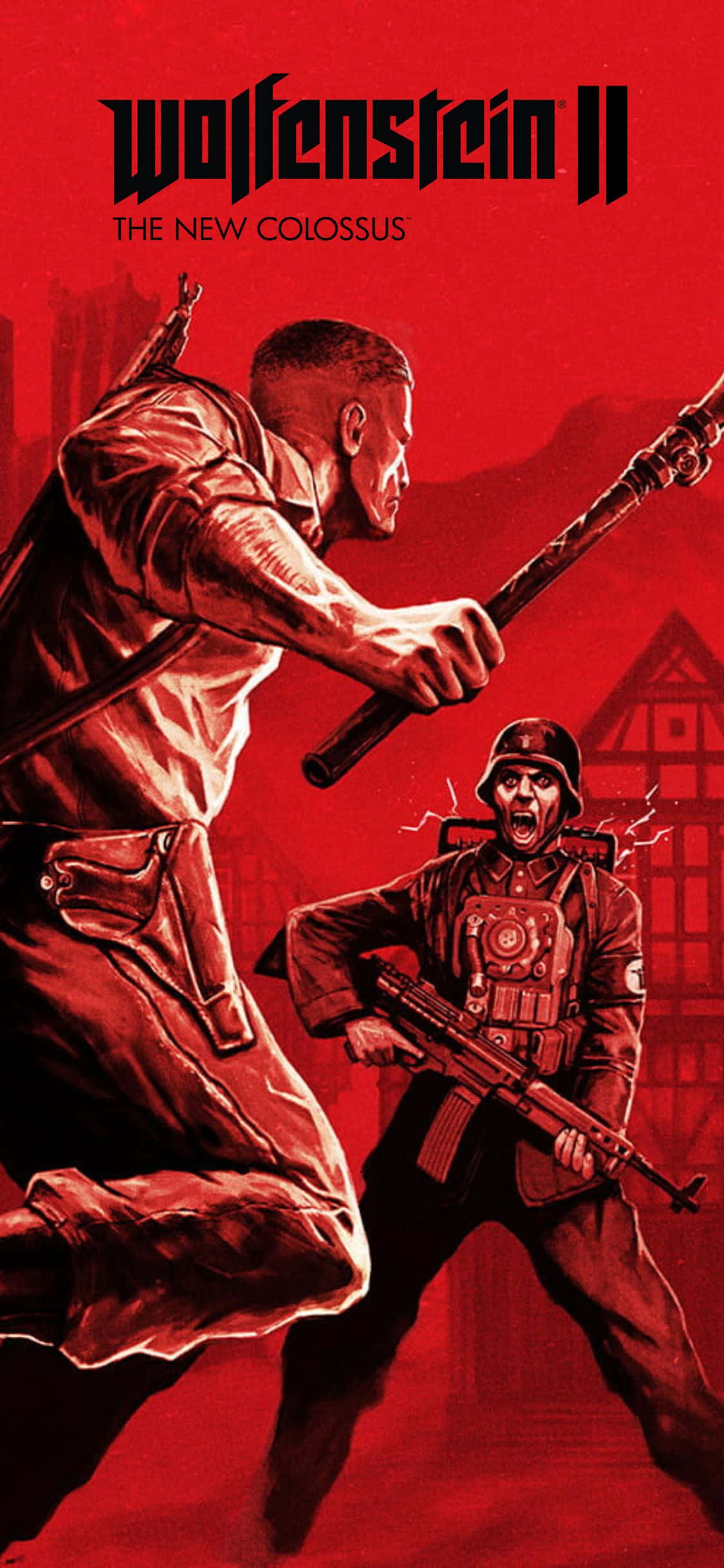 iPhone Xs Wolfenstein Ii Bloody Red Background Picha ya Ukuta