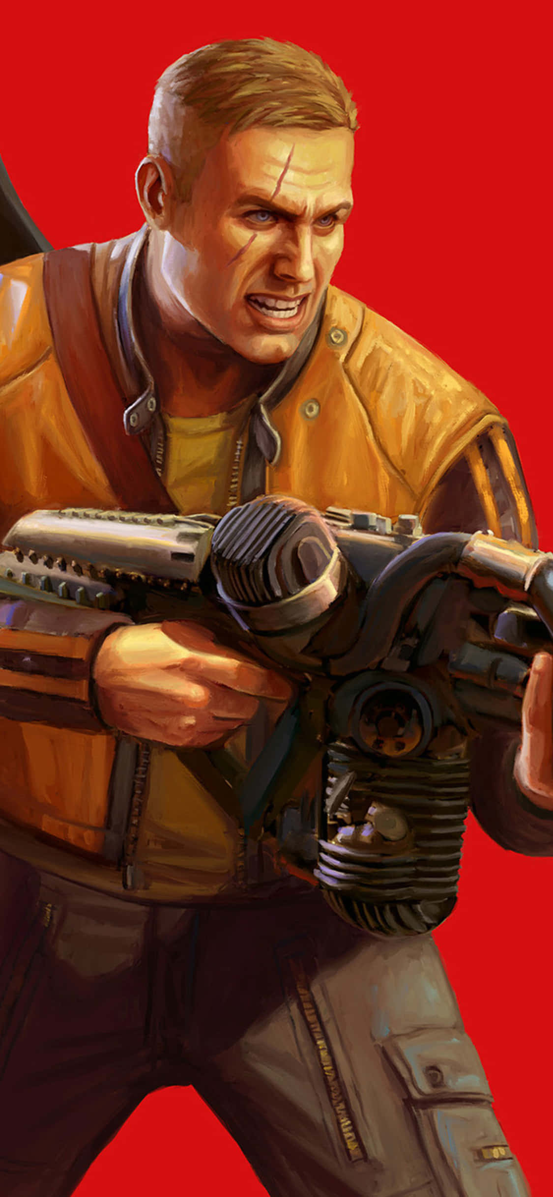 iPhone Xs Wolfenstein Ii Terror Billy Firing Gun Background Picha ya Ukuta