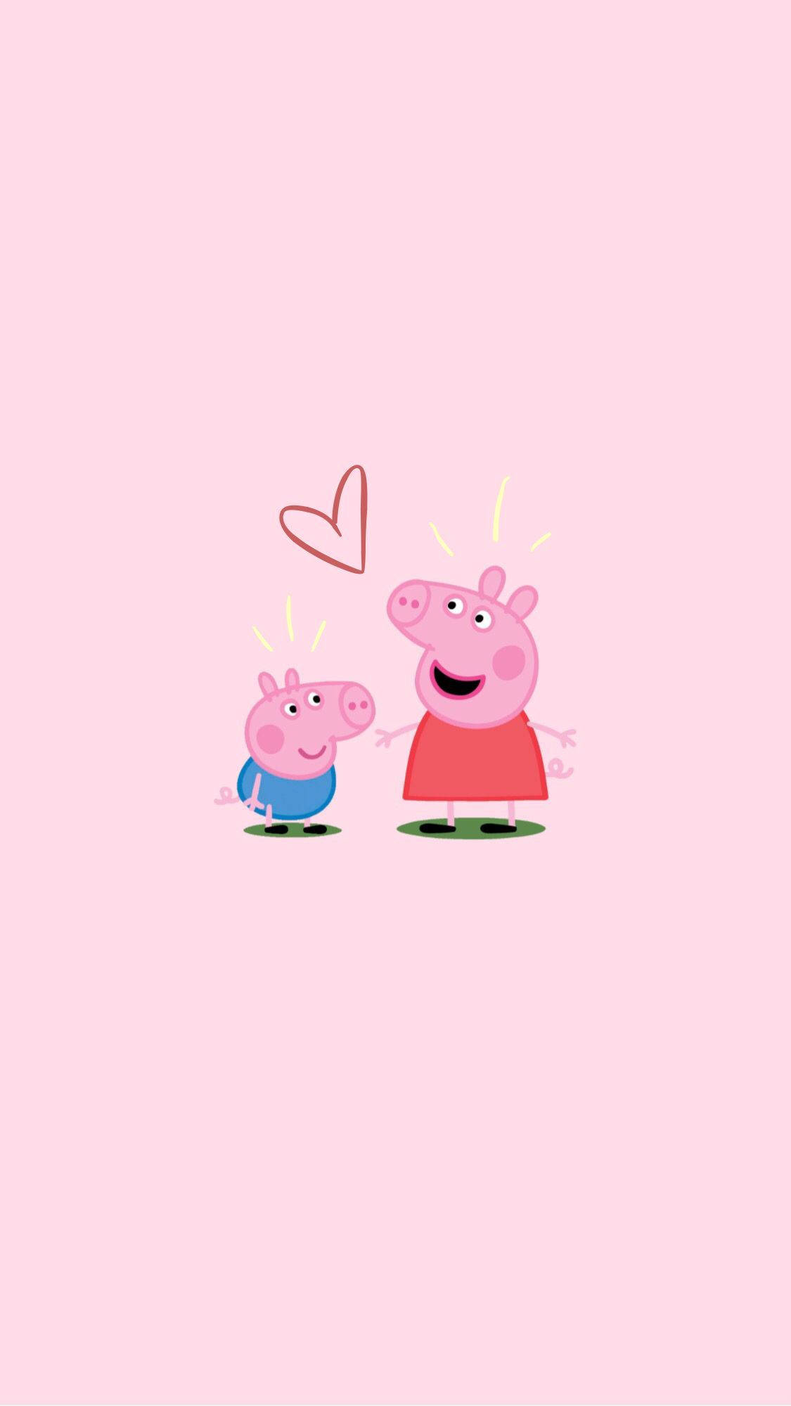 iPhone ya Peppa Pigi na George Moyo Picha ya Ukuta
