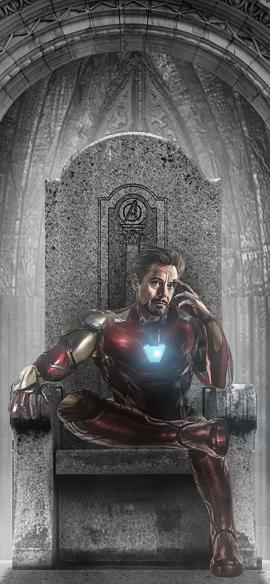 iron man akijikwaa kwenye kiti cha enzi Picha ya Ukuta