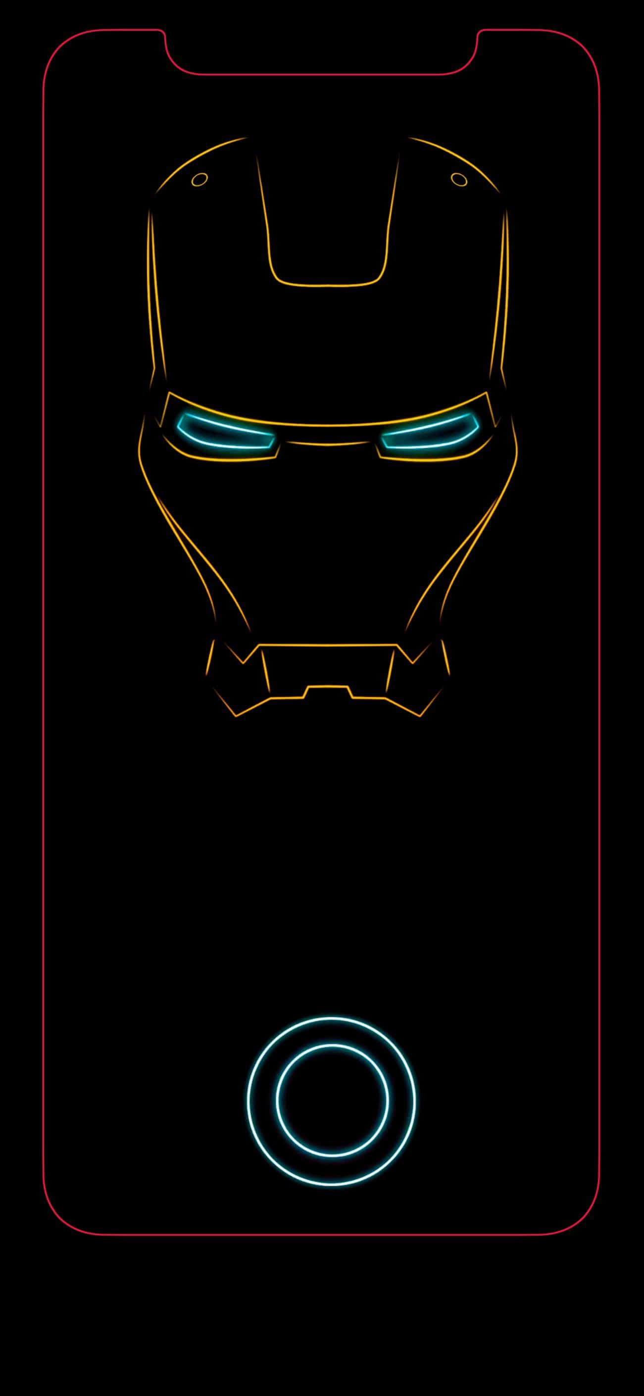 Iron Man Neon Juu ya iPhone X Nyeusi Picha ya Ukuta