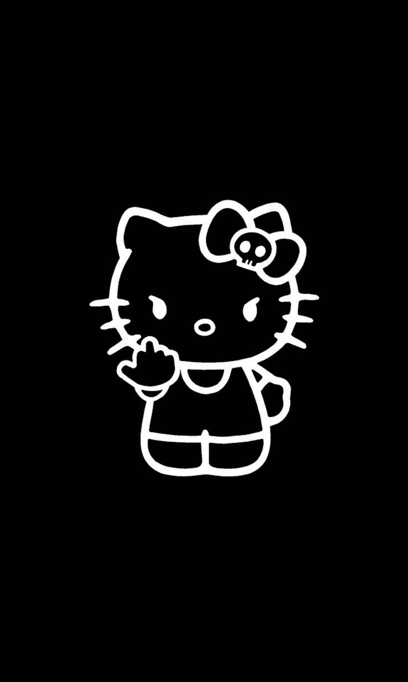 Ishara Mbaya ya Hello Kitty Nyeusi Picha ya Ukuta