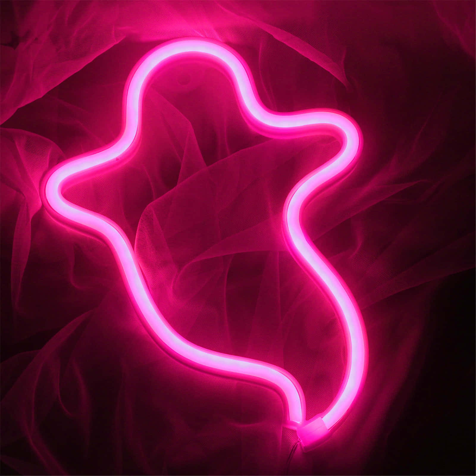 Ishara ya Neon Pink ya Mzimu wa Halloween Picha ya Ukuta