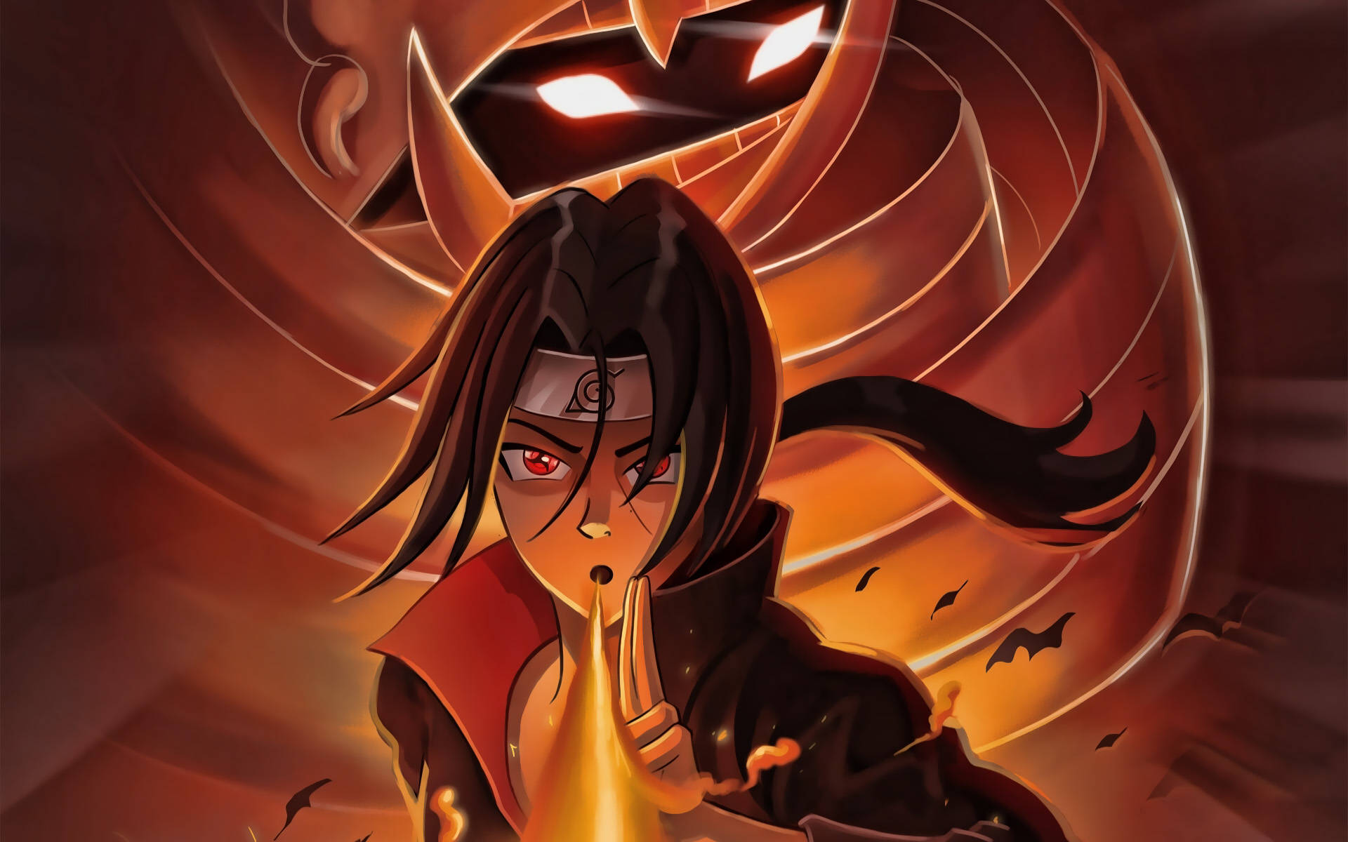 Itachi Akitumia Jutsu ya Moto Naruto iPad Picha ya Ukuta