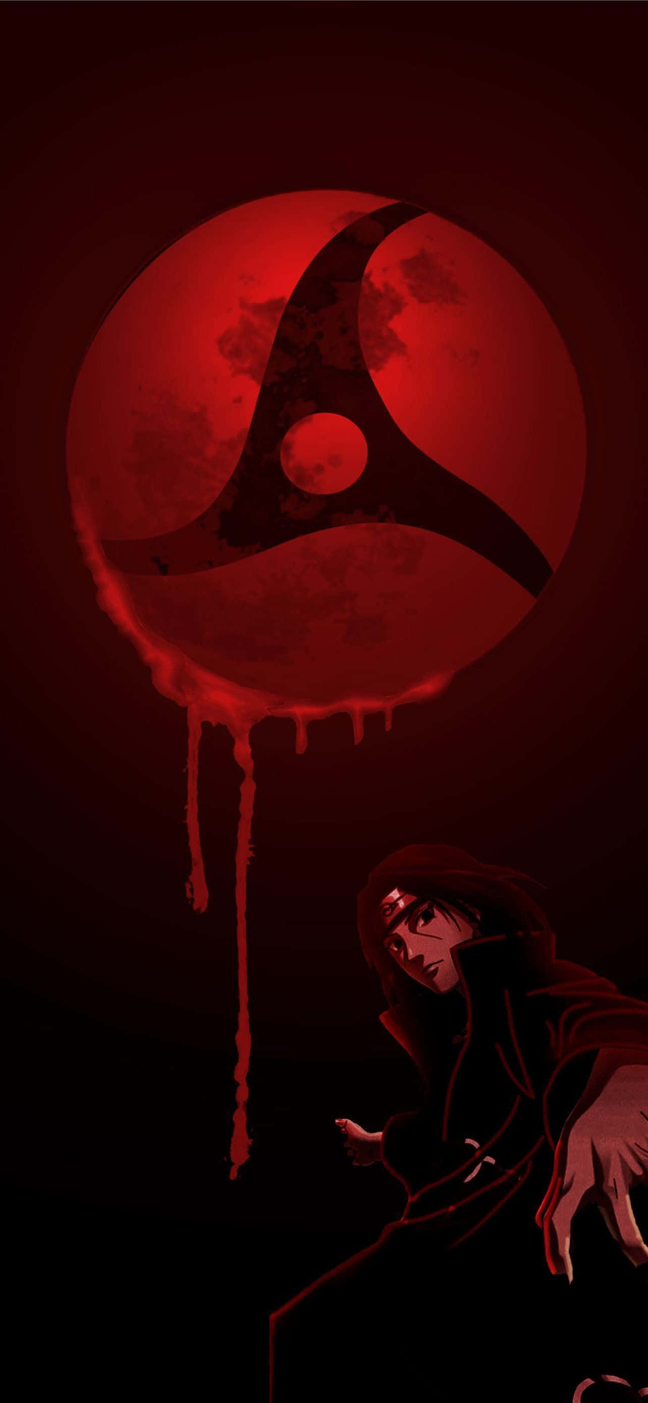 Itachi Mangekyou Sharingan Inayotoka Damu Nyekundu Simu Picha ya Ukuta