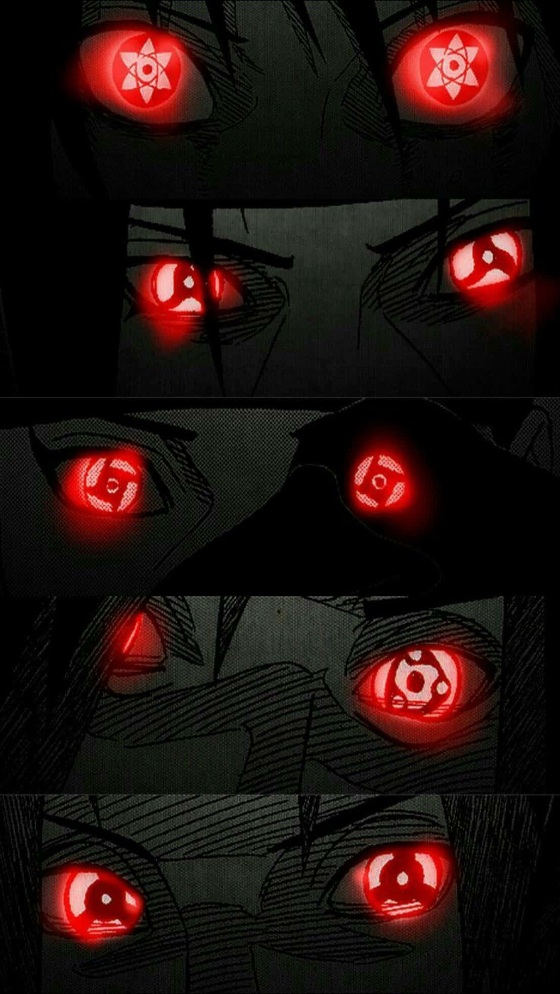 Itachi Mangekyou Sharingan Mwekundu Unaoangaza Picha ya Ukuta
