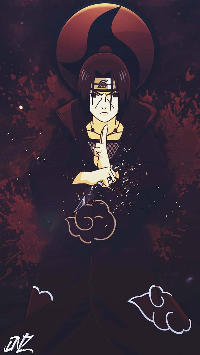 Itachi Mangekyou Sharingan Rangi Nyekundu Iliyomwagika Picha ya Ukuta