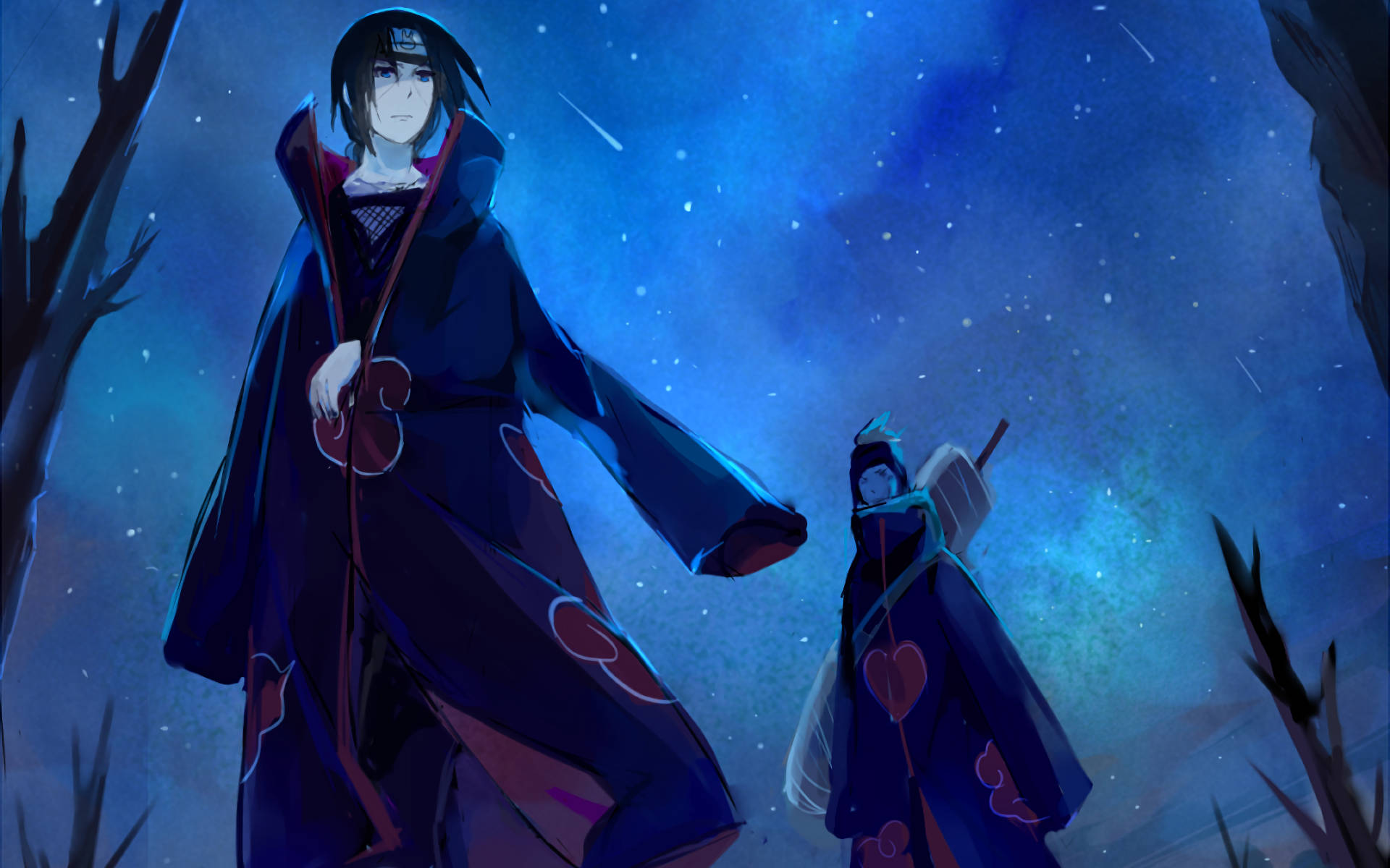 Itachi na Kisame Chini ya Anga Inang'aa Picha ya Ukuta