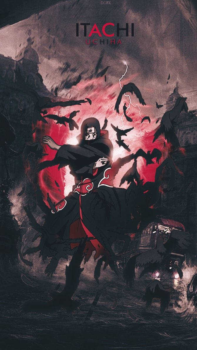 Itachi Uchiha kwa Simu ya iPhone na Kunguru Weusi Picha ya Ukuta
