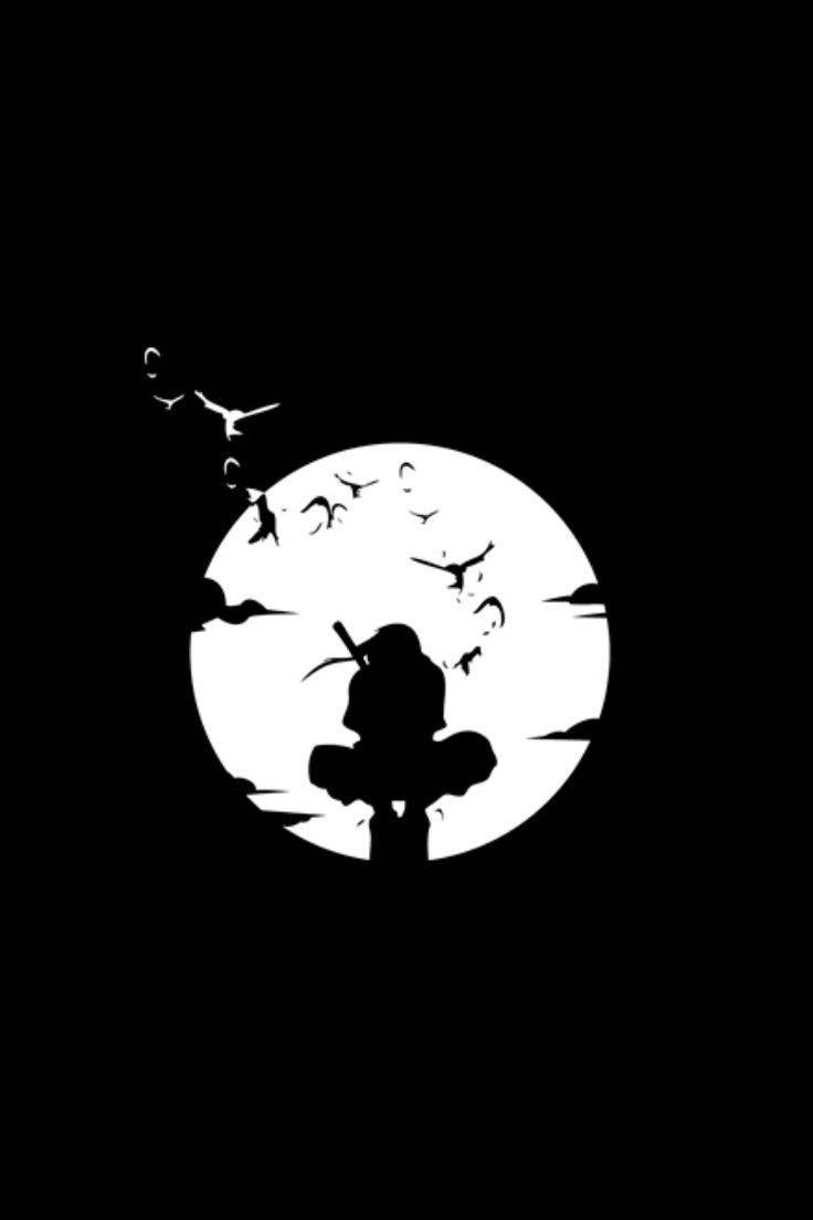 Itachi Uchiha Nyeusi Naruto Nyuma ya Mwezi Picha ya Ukuta
