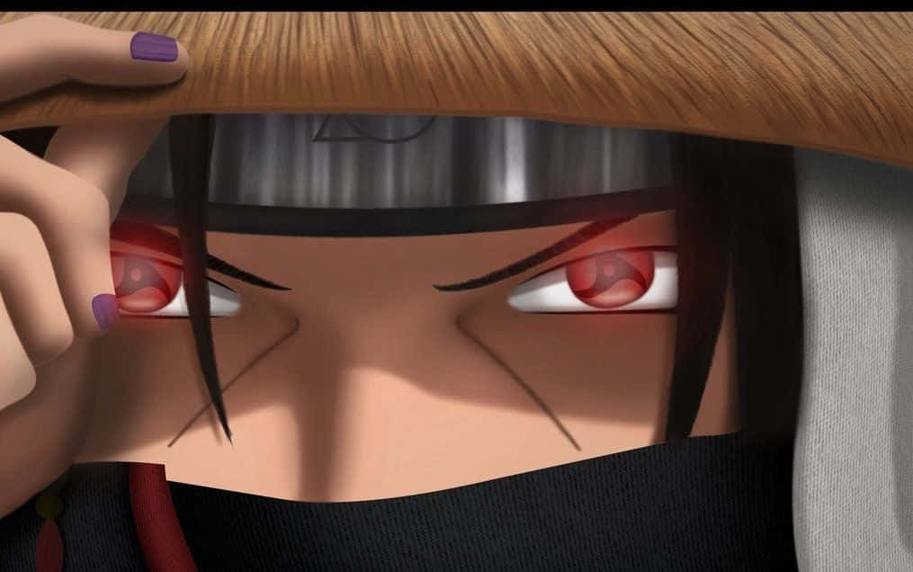 Itachi Uchiha wa mafumbo anasimama kwa ujasiri katika mwanga wa mwezi. Picha ya Ukuta