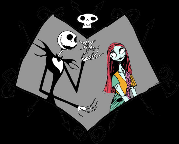Jack na Sally Sanaa ya Krismasi ya Kabla ya Usiku Picha ya Ukuta