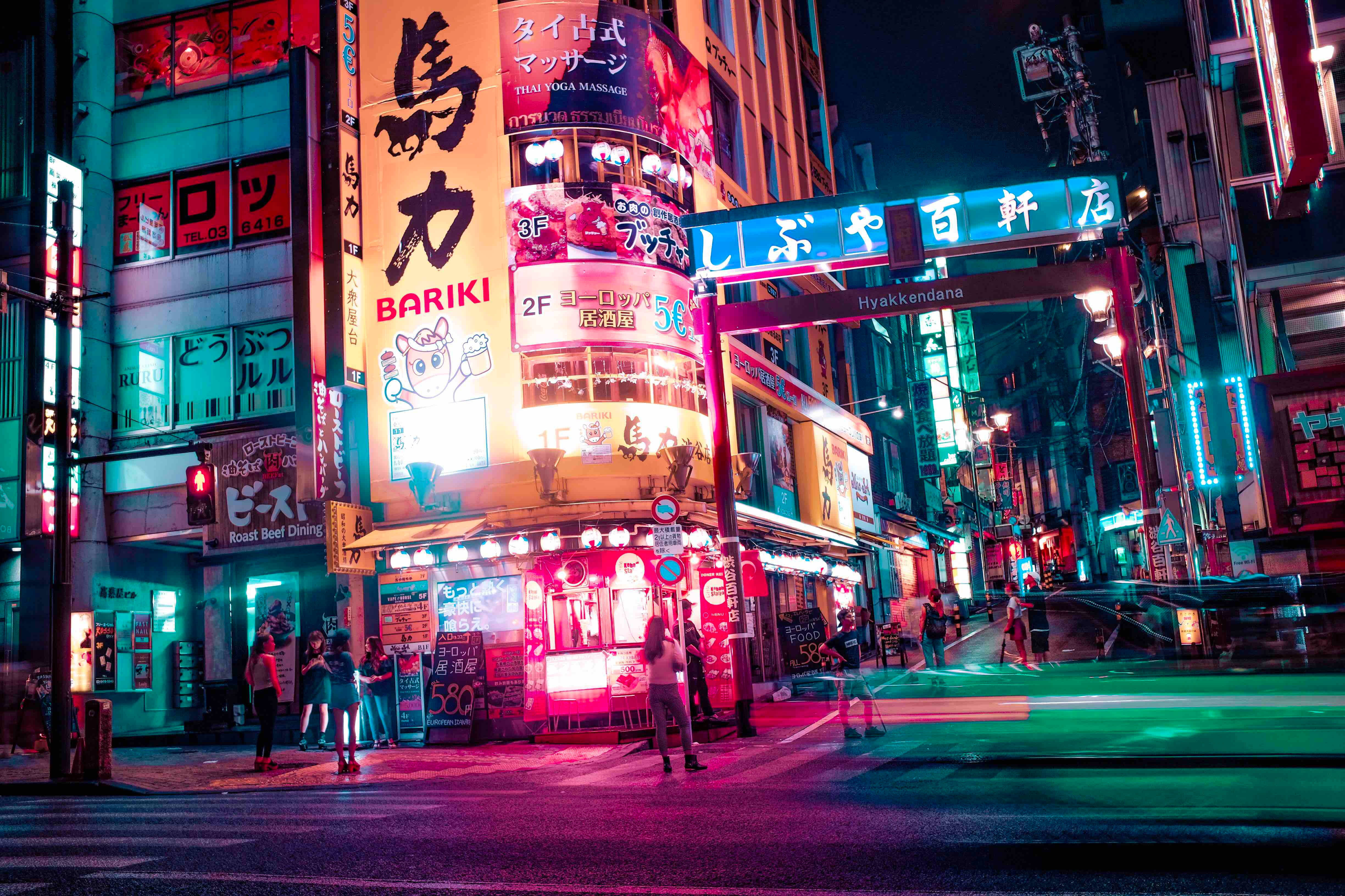Japan 4K Jiji Usiku Picha ya Ukuta