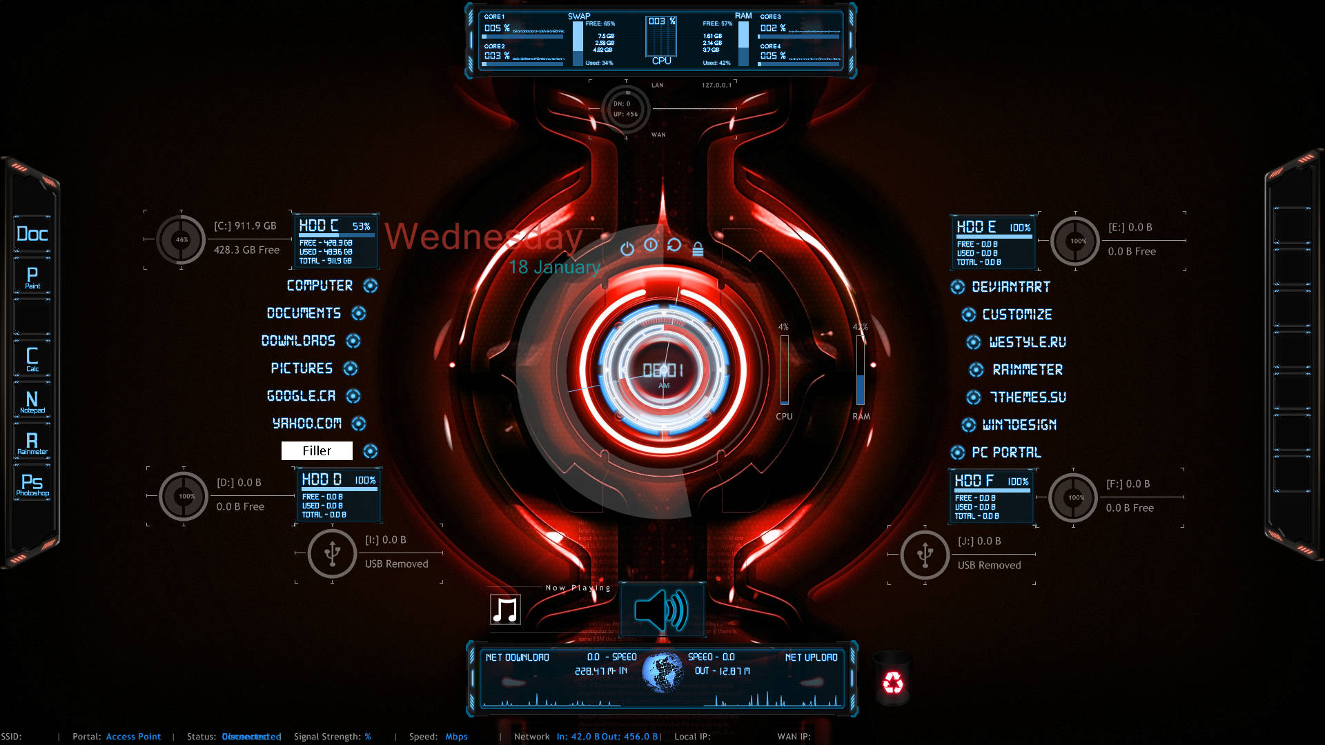 JARVIS kwenye Ngozi ya Rainmeter Picha ya Ukuta