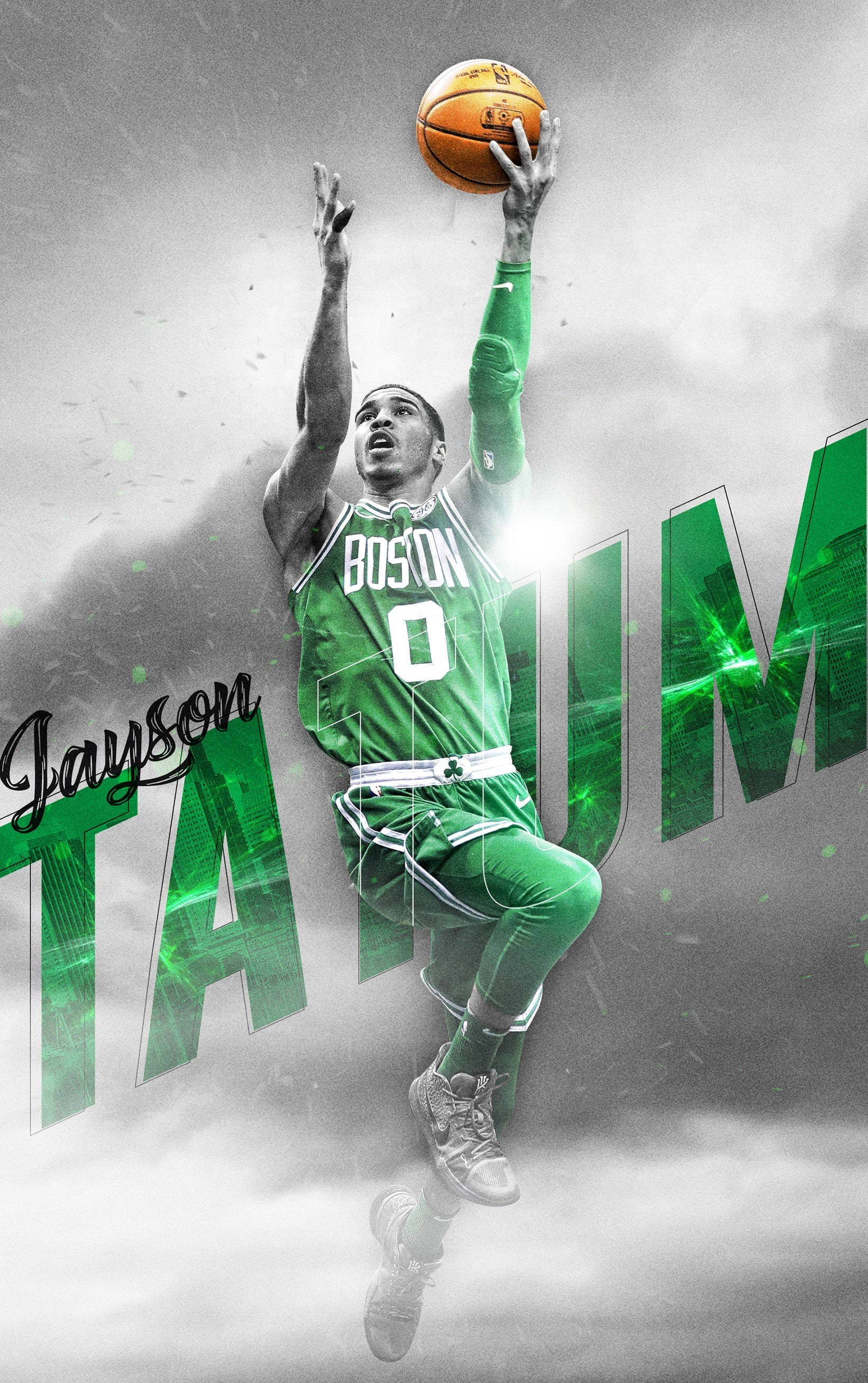 Jayson Tatum Stylistic Boston Jersey Picha ya Ukuta