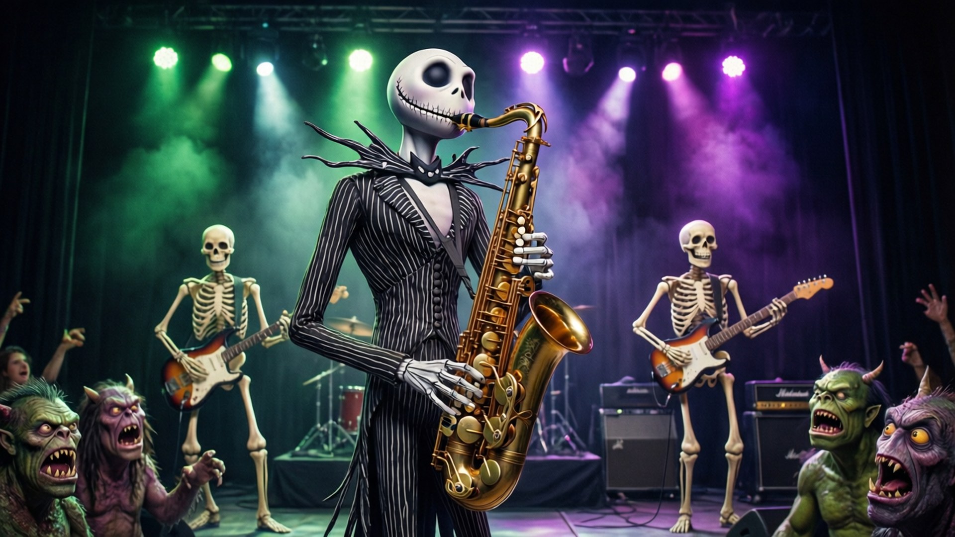Jazz katika Mji wa Halloween Picha ya Ukuta