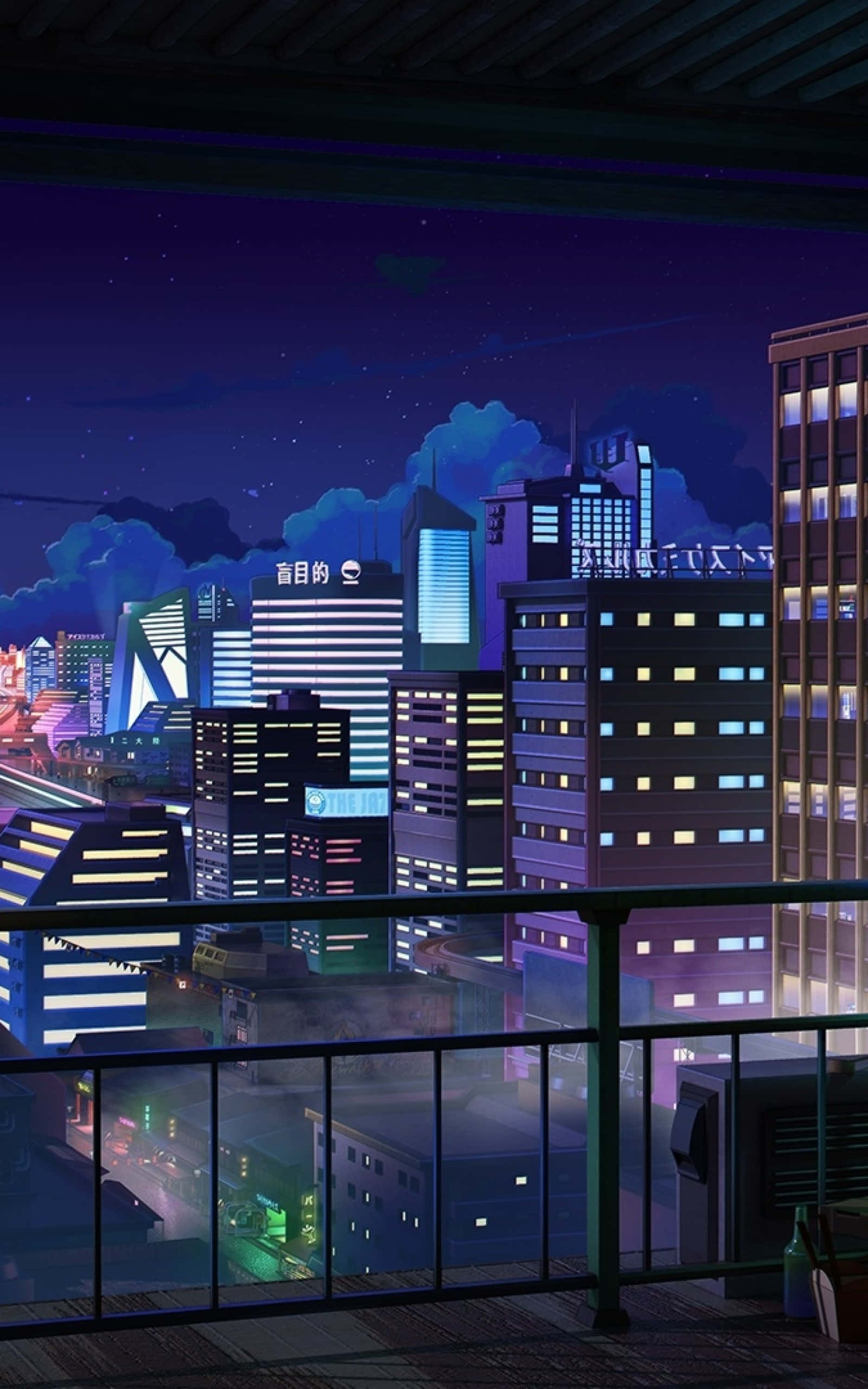 Jengo la Usiku wa Anime Picha ya Ukuta