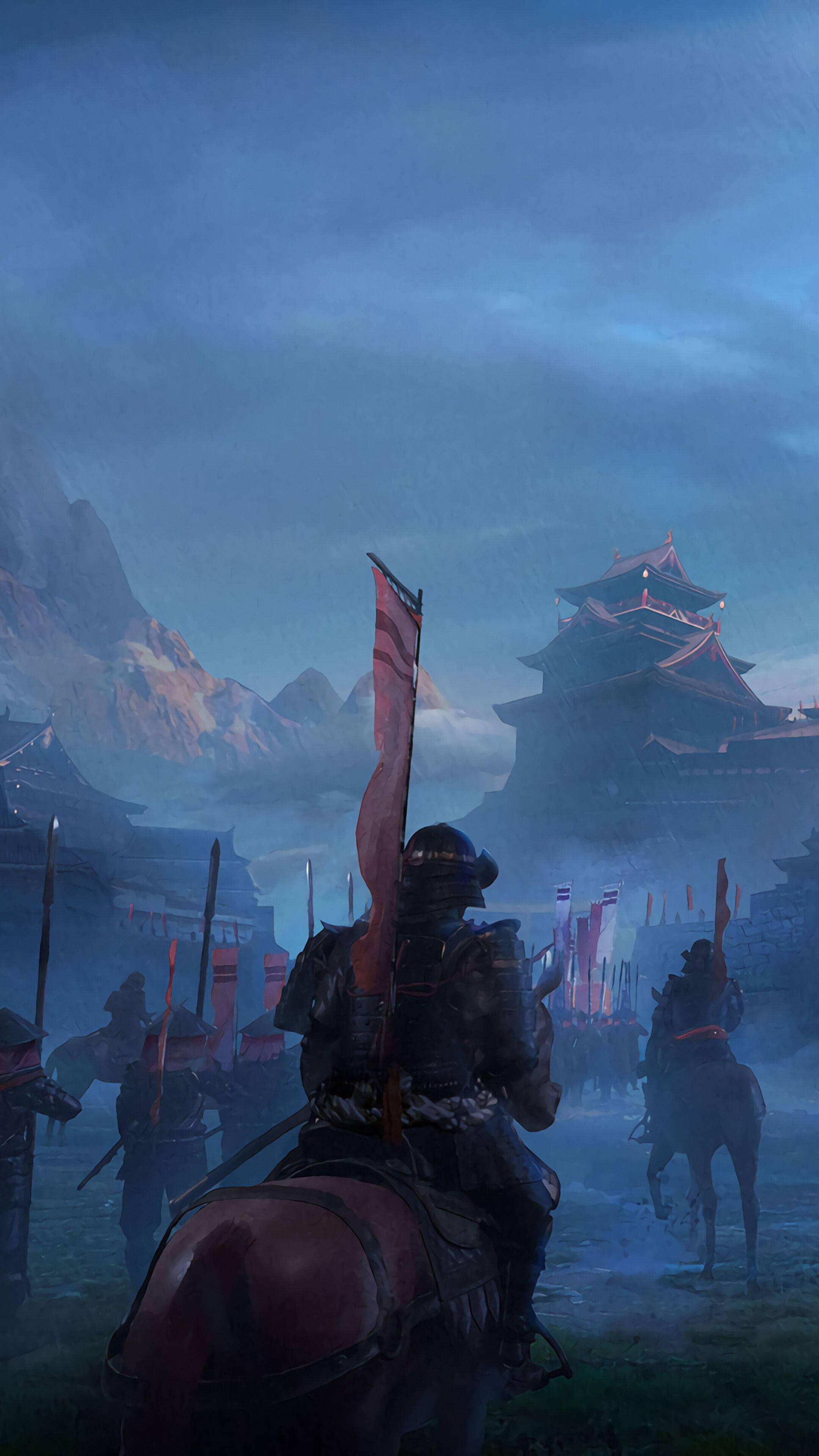 Jeshi la Samurai wa Kijapani Picha ya Ukuta