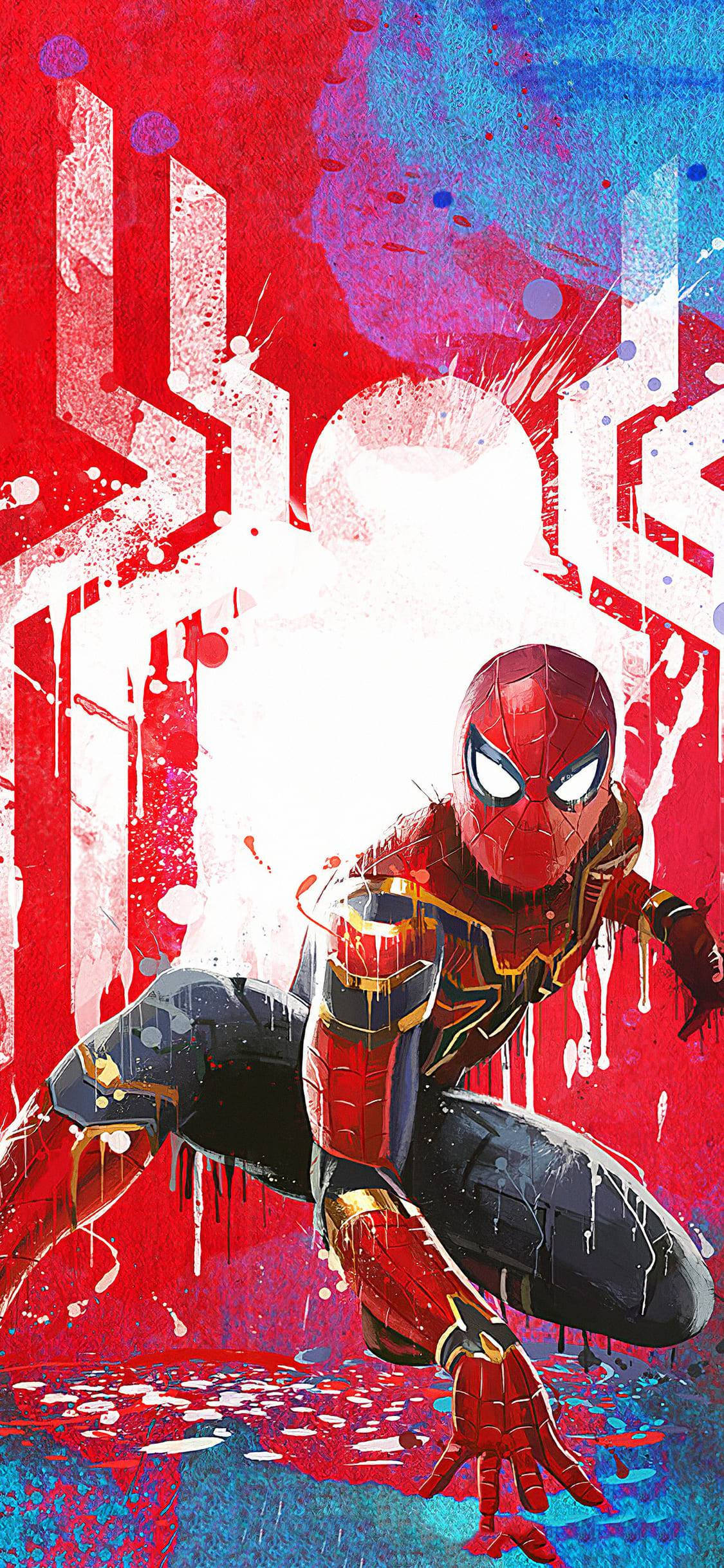 Jiandae kwa ajili ya tukio la kusuka utando na Spiderman katika suti yake ya metali Picha ya Ukuta