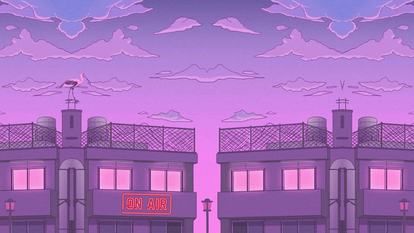 Jiji la Anime lenye shughuli nyingi na rangi za kupendeza. Picha ya Ukuta