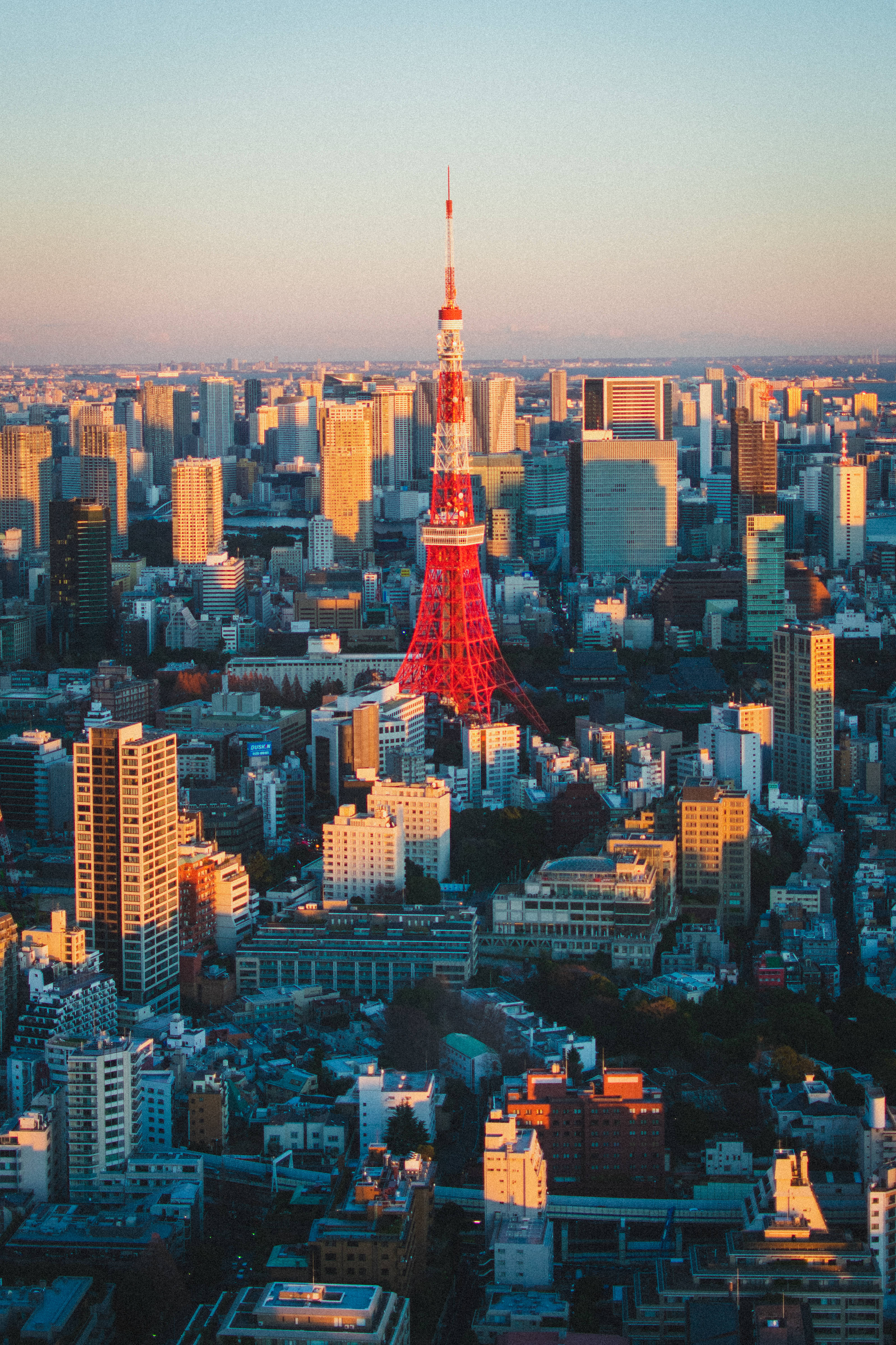 Jiji la Tokyo na Mnara Mwekundu wa Tokyo Picha ya Ukuta