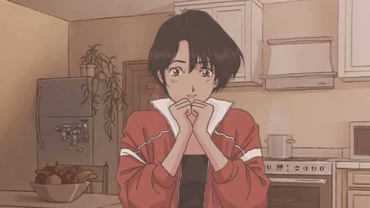 Jikoni la Kupendeza la Anime la Retro Picha ya Ukuta